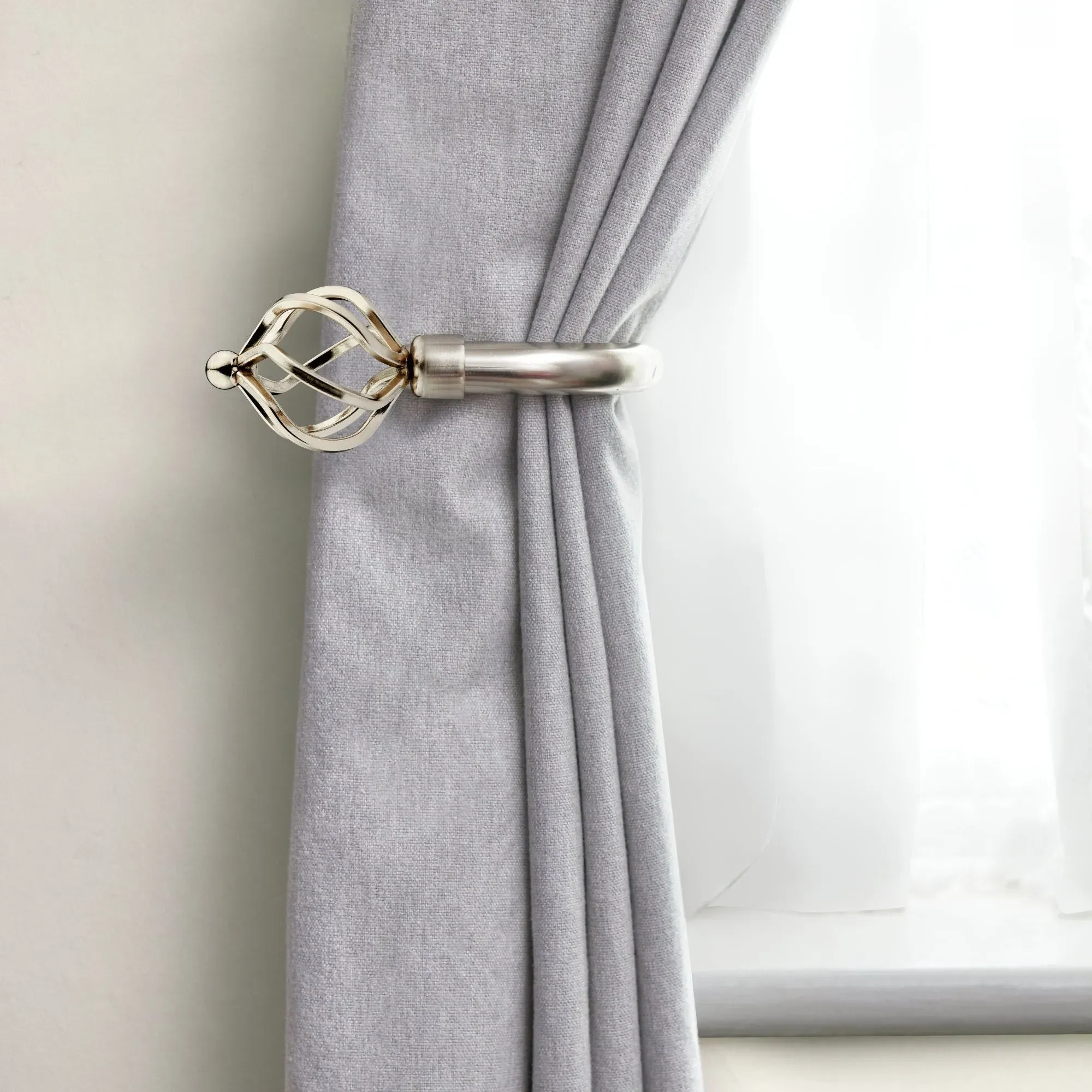 Bird Curtain Holdbacks Pair - Brushed Silver product