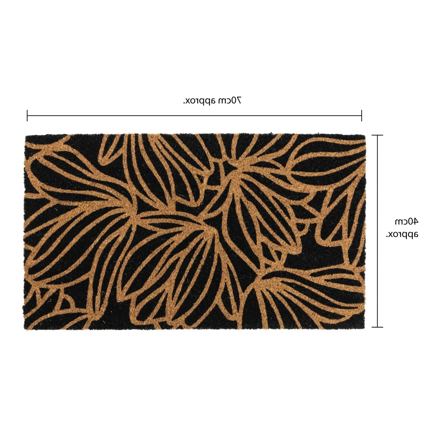 Black Floral Coir Entrance Doormat - Brown, Natural Coir alternate view