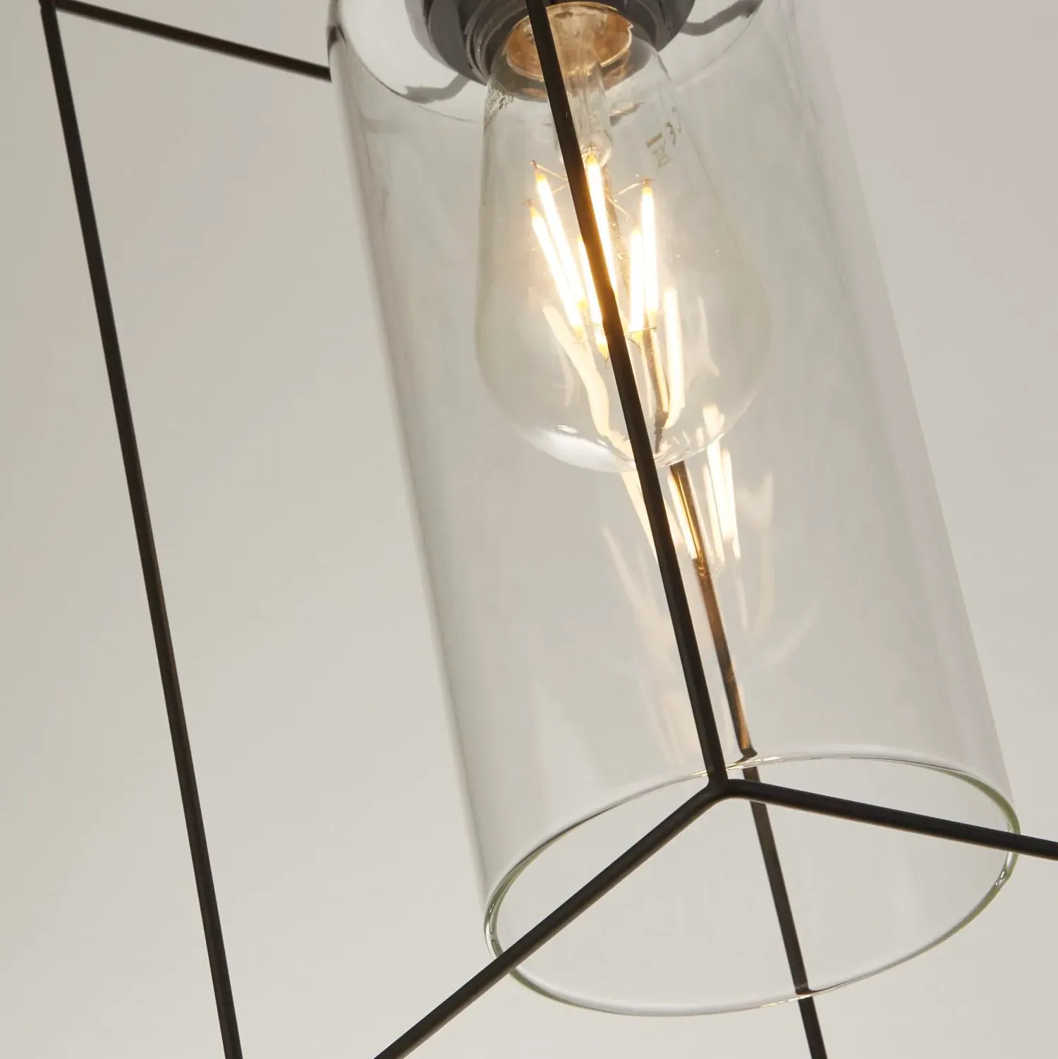 3-Light Bar Pendant - Black Frame, Clear Glass alternate view