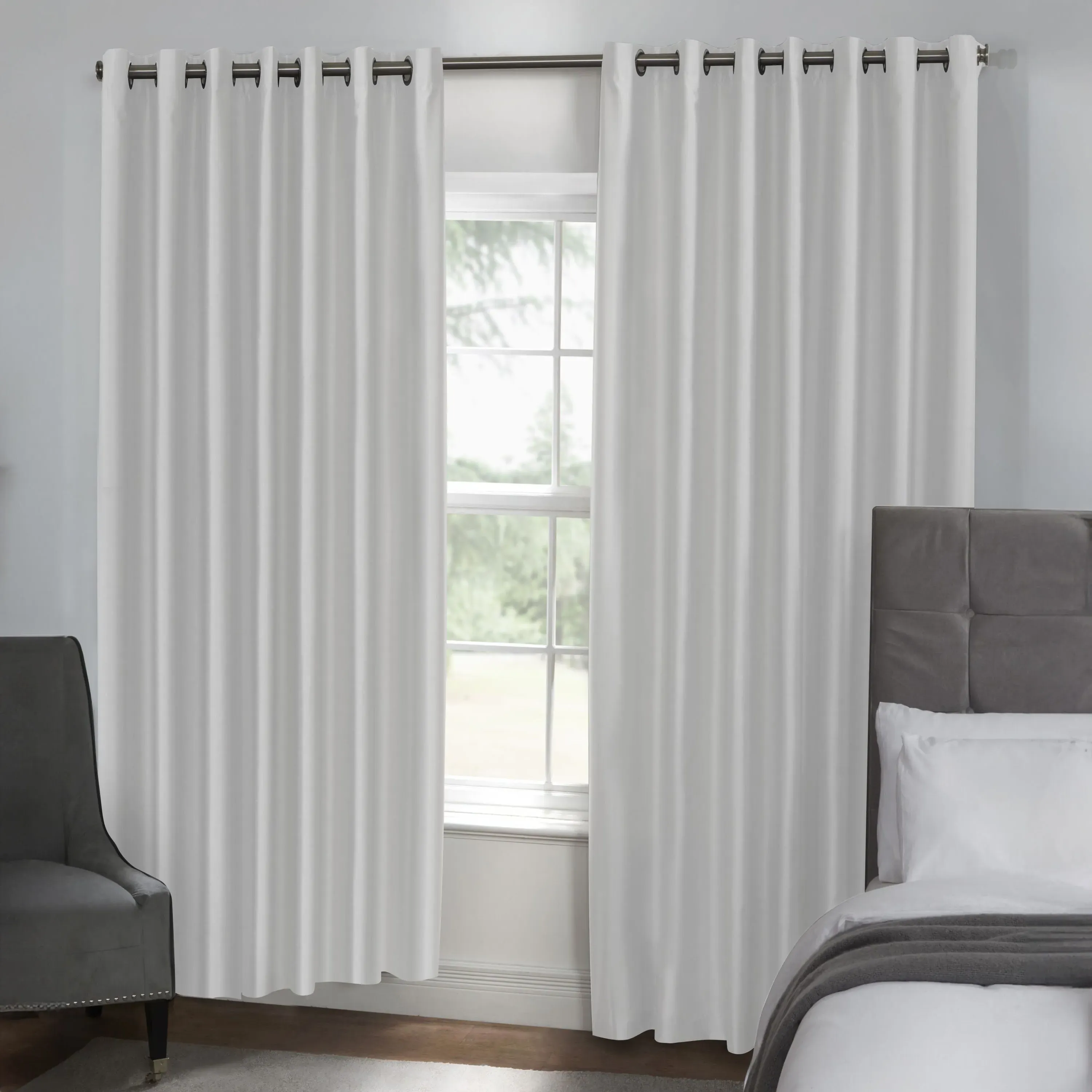 Blackout Eyelet Curtain Lining - White, Coated