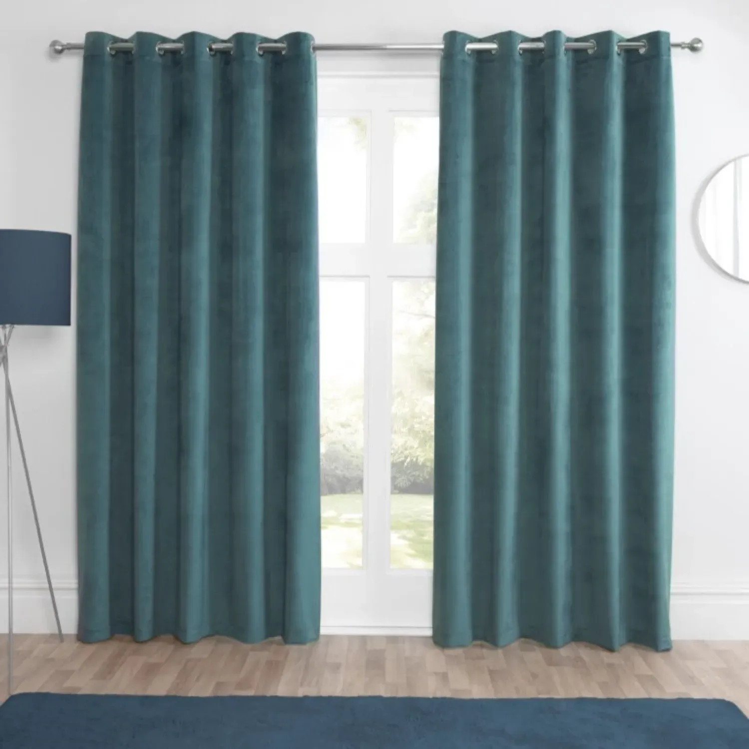 Blackout Eyelet Curtains - Blue