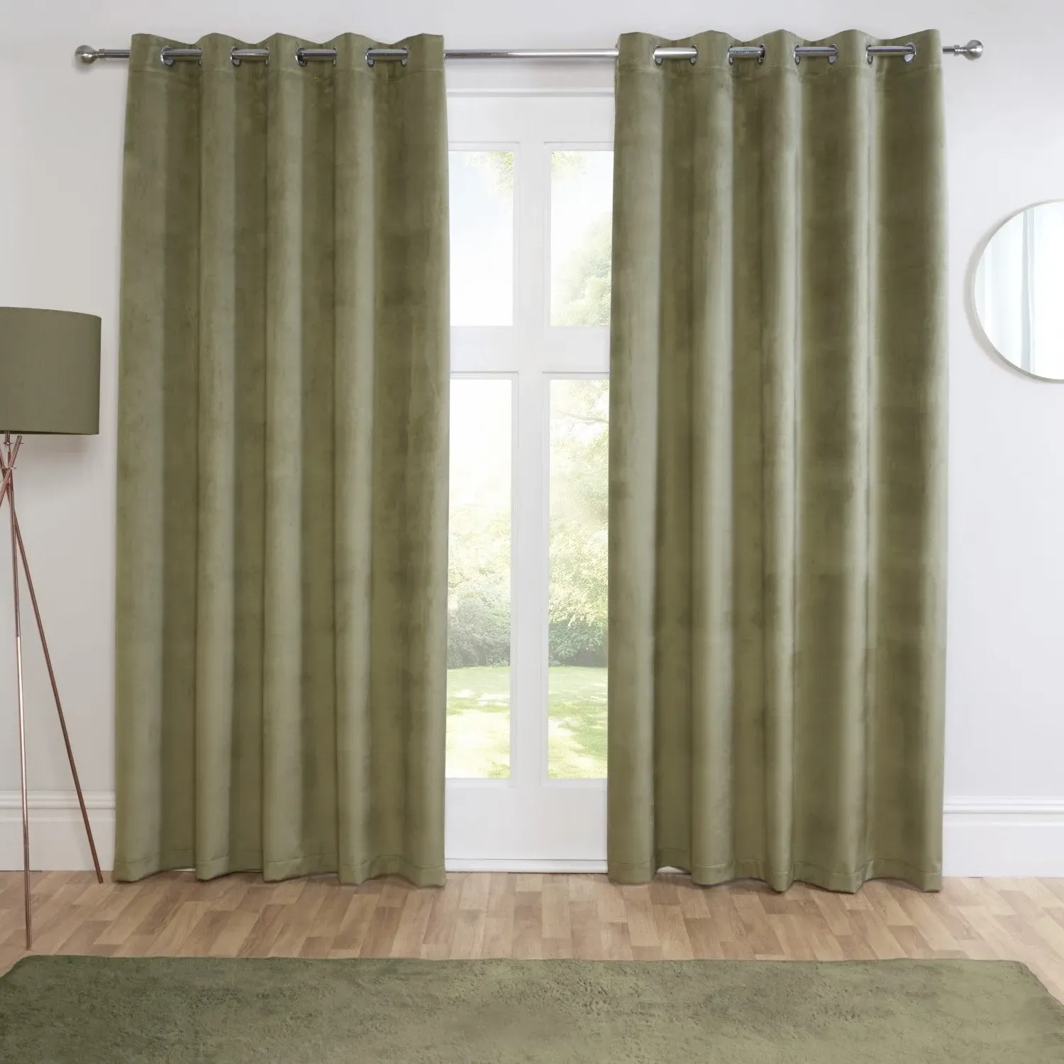 Blackout Eyelet Curtains - Green