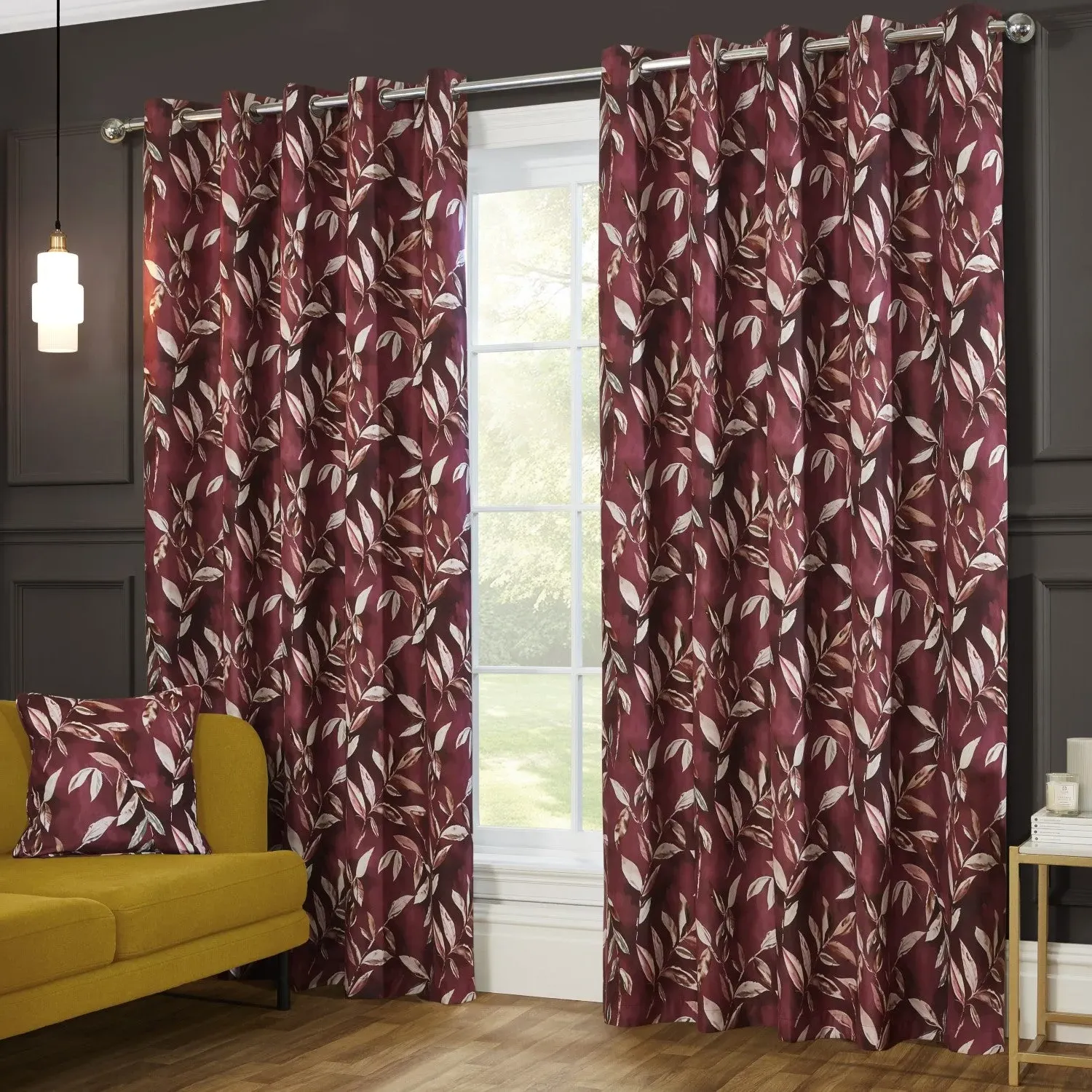 Blackout Eyelet Curtains - Wine Red