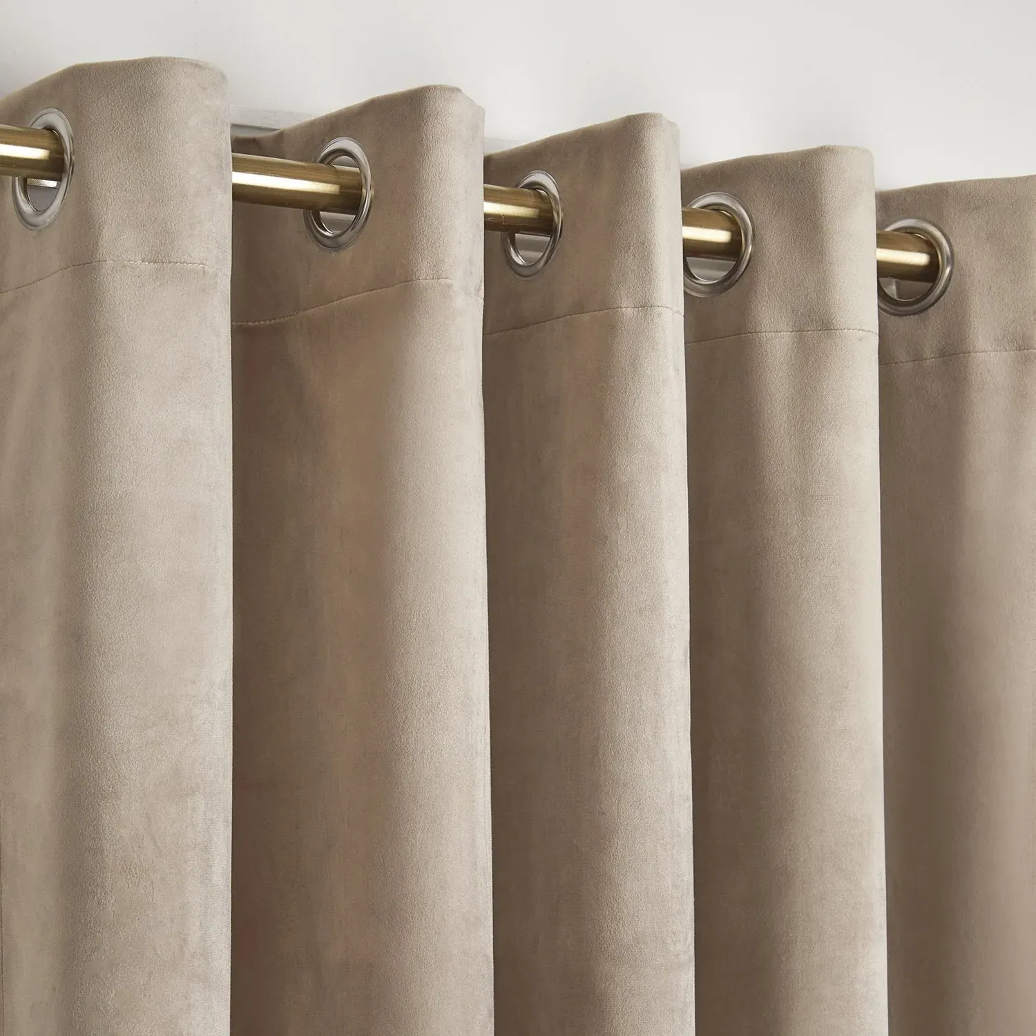 Blackout Eyelet Curtains with Thermal - Natural, Velvet
