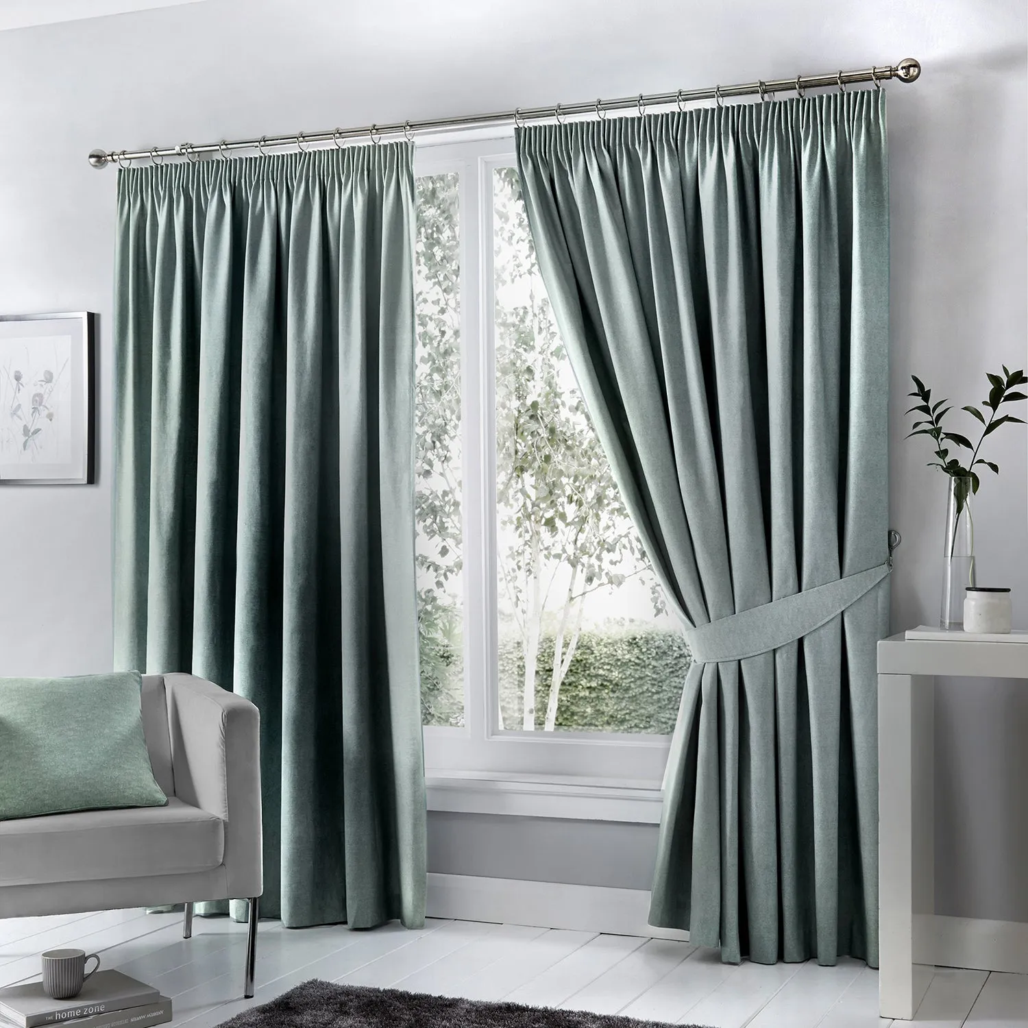 Blackout Thermal Pencil Pleat Curtains - Blue