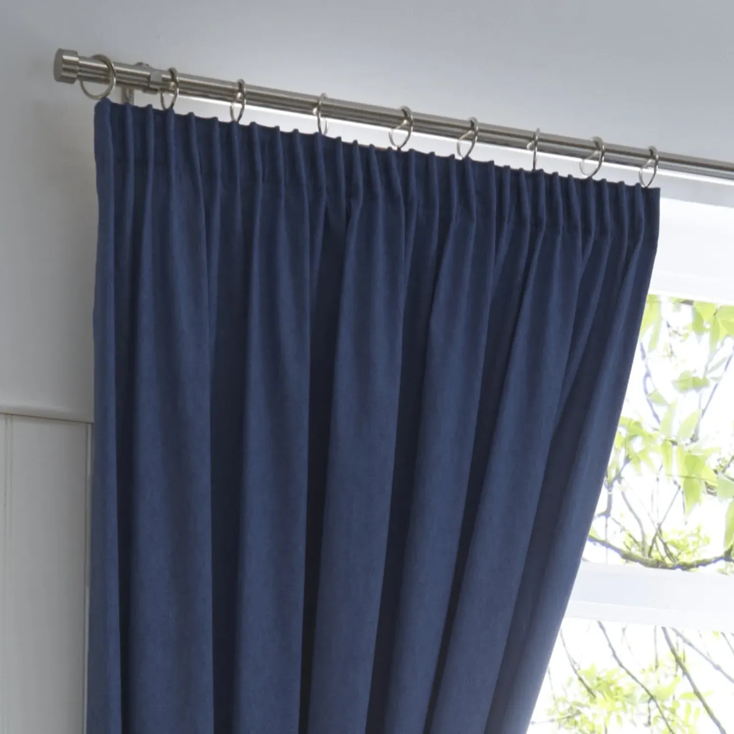 Blackout Thermal Pencil Pleat Curtains - Blue