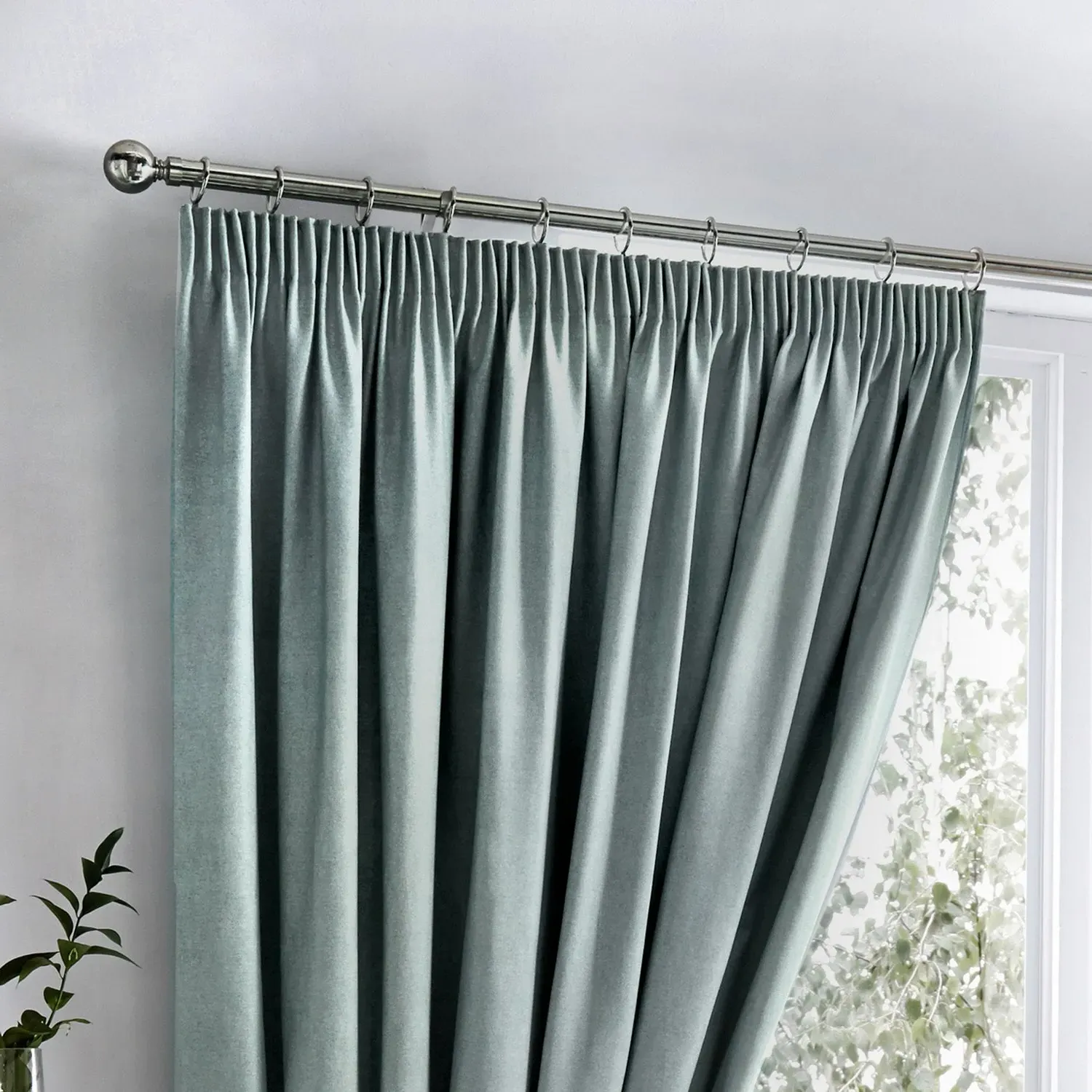 Blackout Thermal Pencil Pleat Curtains - Blue