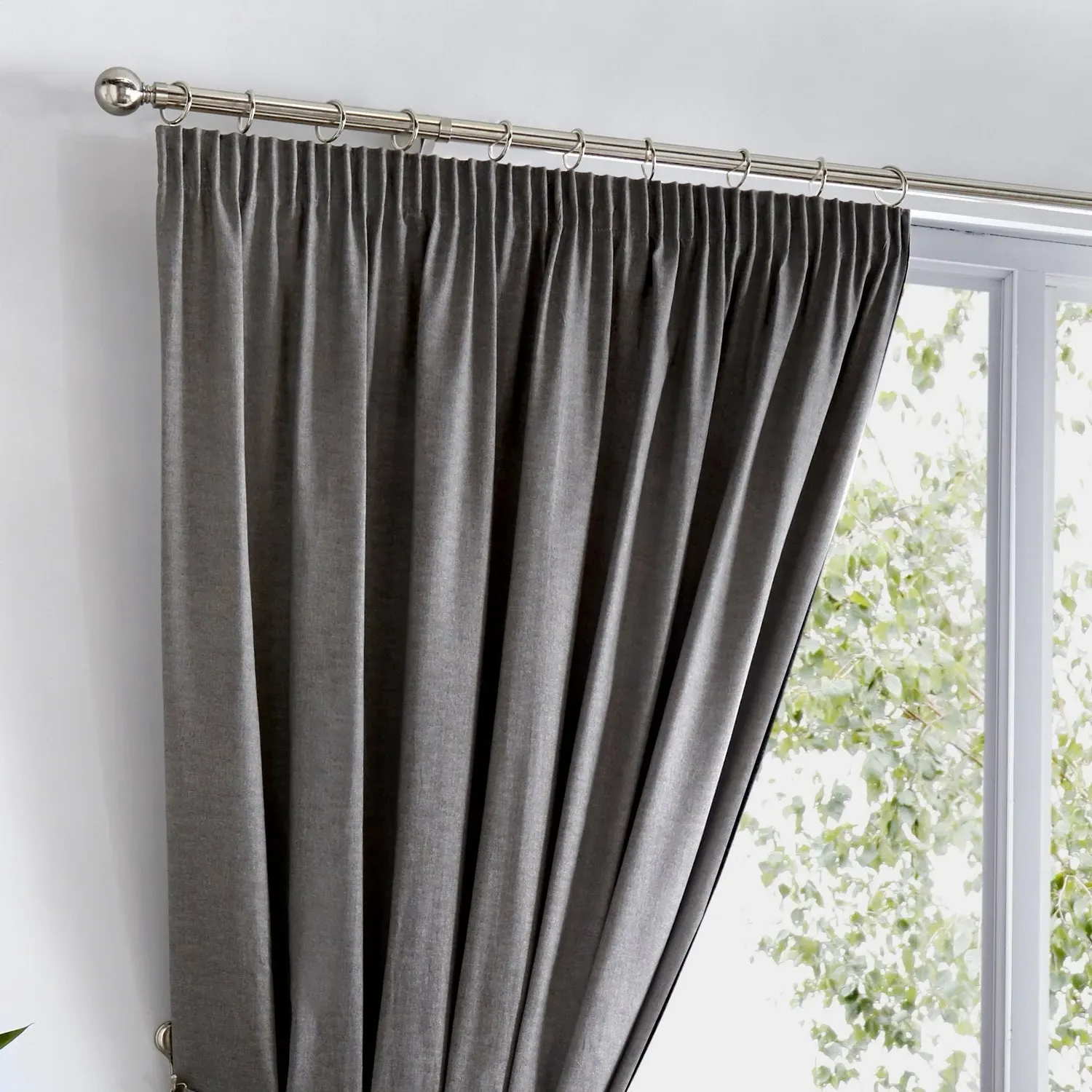 Blackout Thermal Pencil Pleat Curtains - Grey