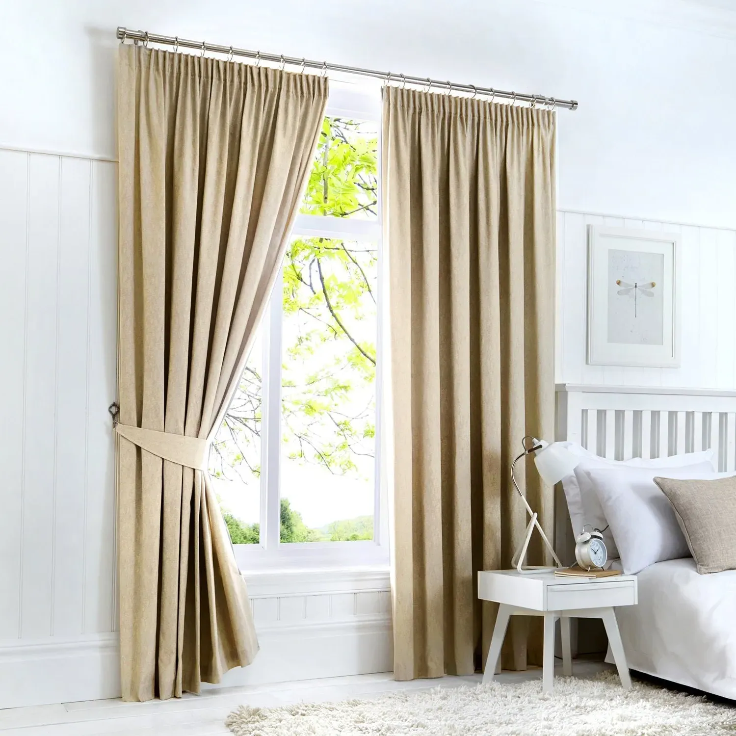 Blackout Thermal Pencil Pleat Curtains - Natural