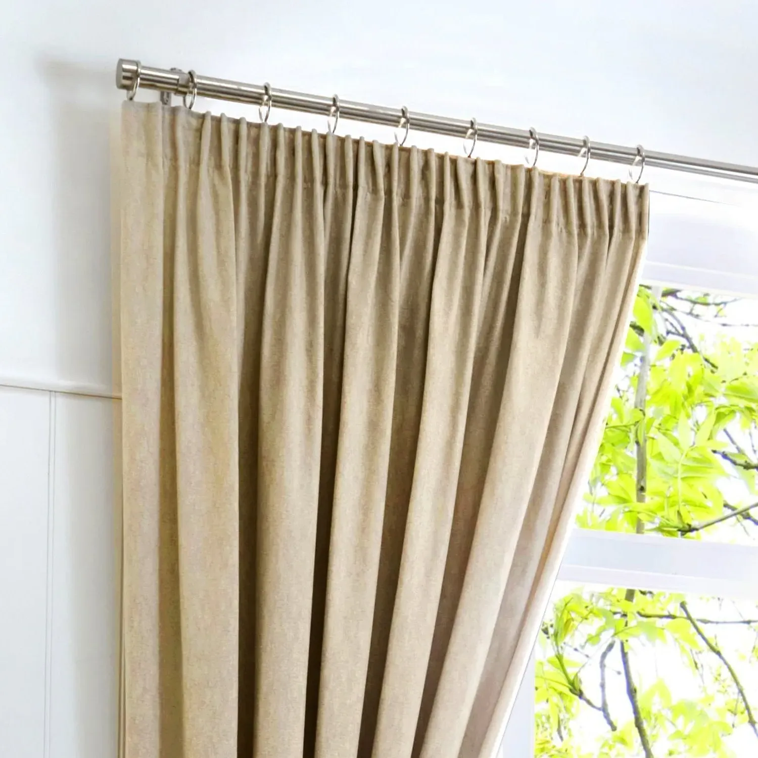 Blackout Thermal Pencil Pleat Curtains - Natural