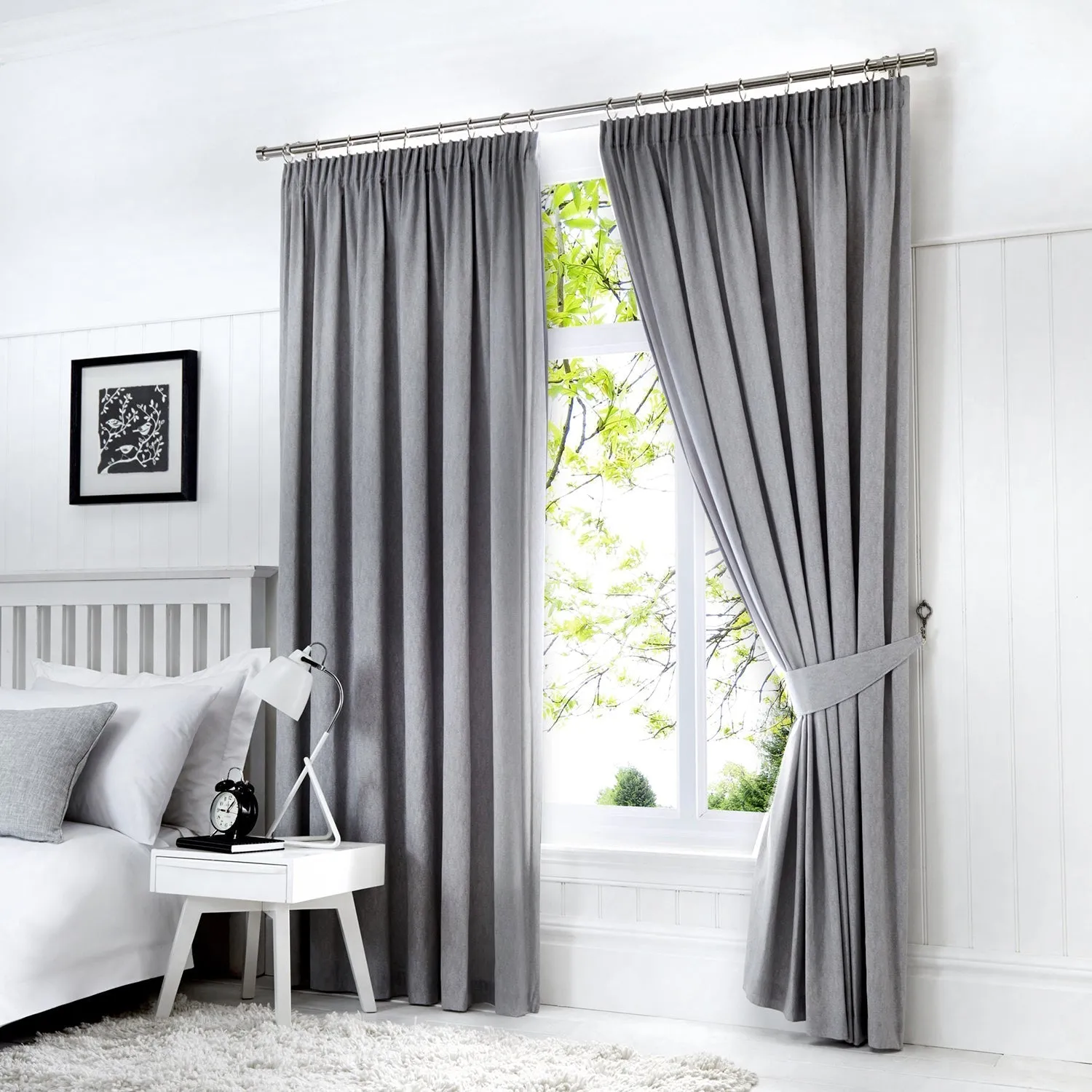 Blackout Thermal Pencil Pleat Curtains - Silver