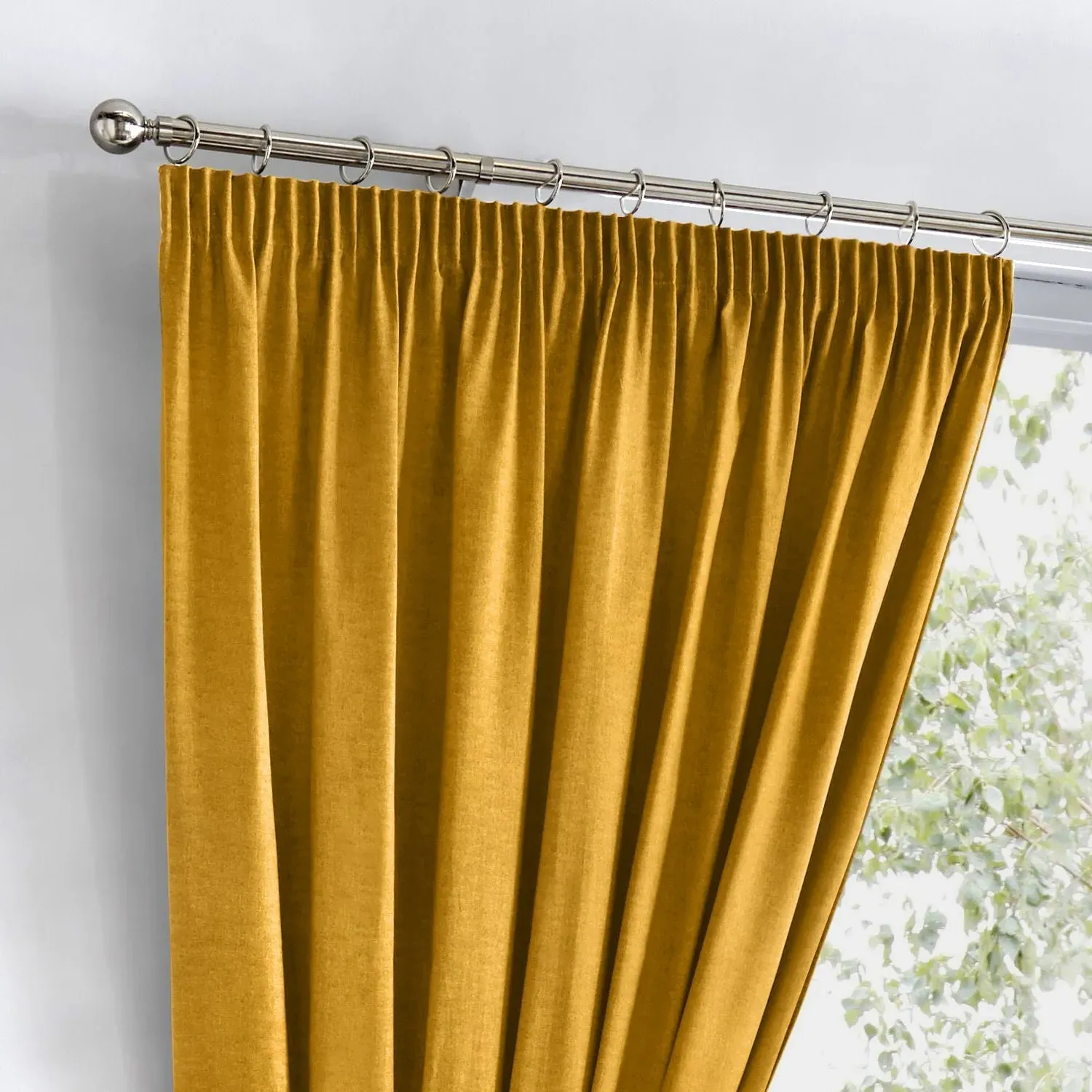 Blackout Thermal Pencil Pleat Curtains - Yellow