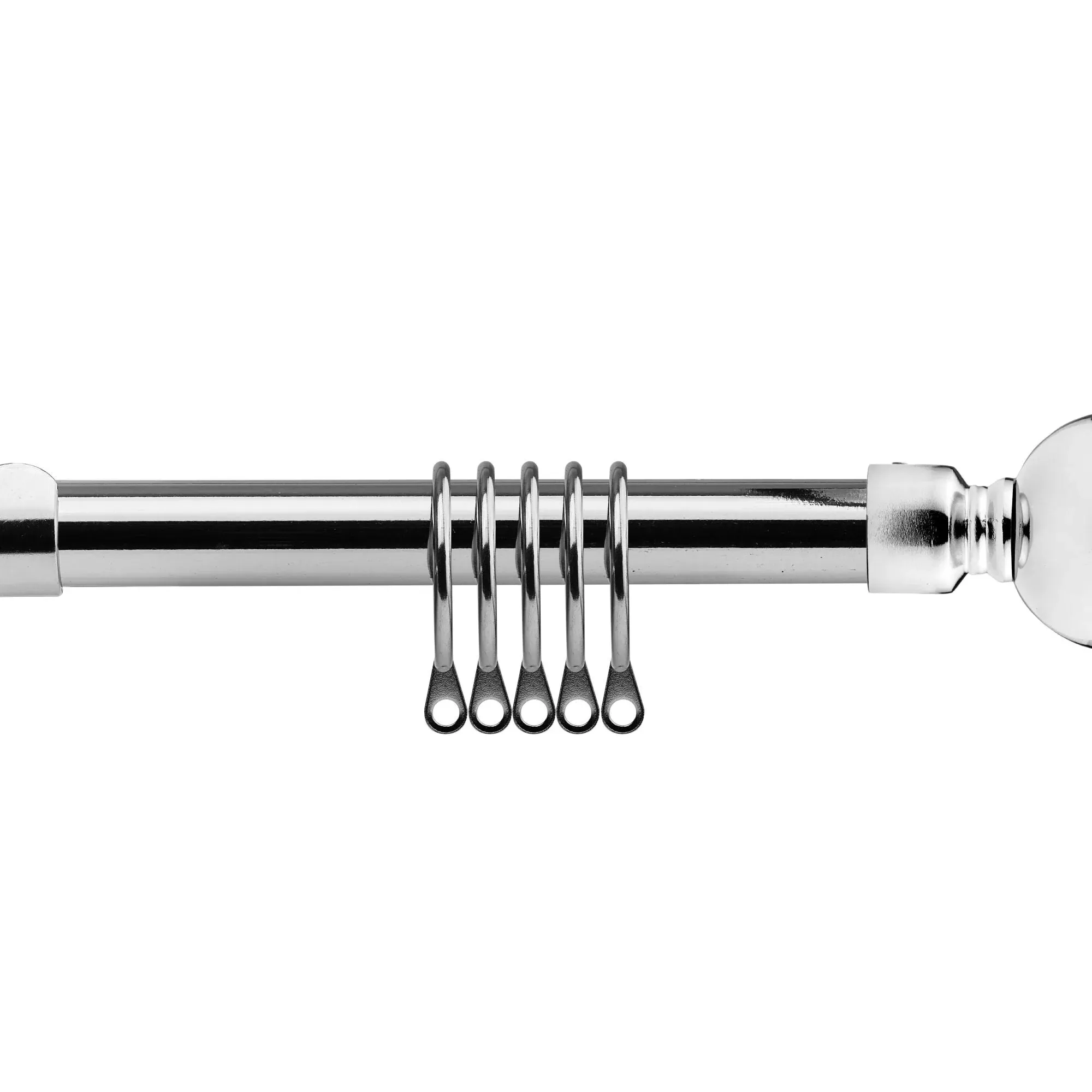 Bling Diamond Extendable Curtain Pole with Rings - Silver, Chrome alternate view