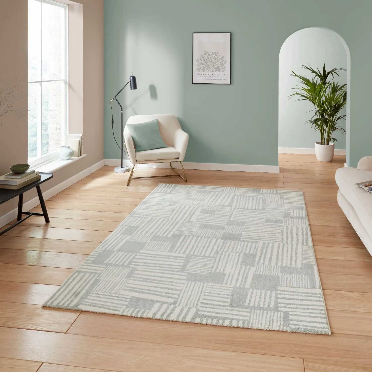 Blocks Abstract Rug - Sage Green, Polypropylene