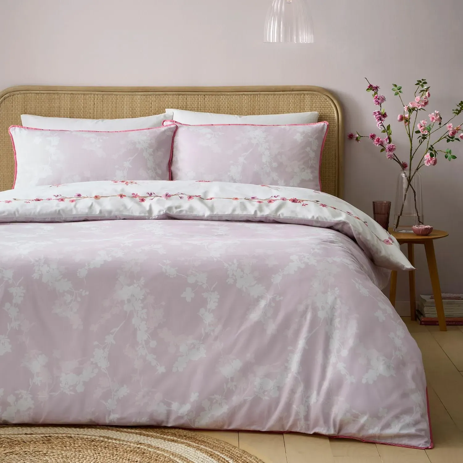 Blossom Flower Double Reversible Duvet Set - Berry, Cotton alternate view
