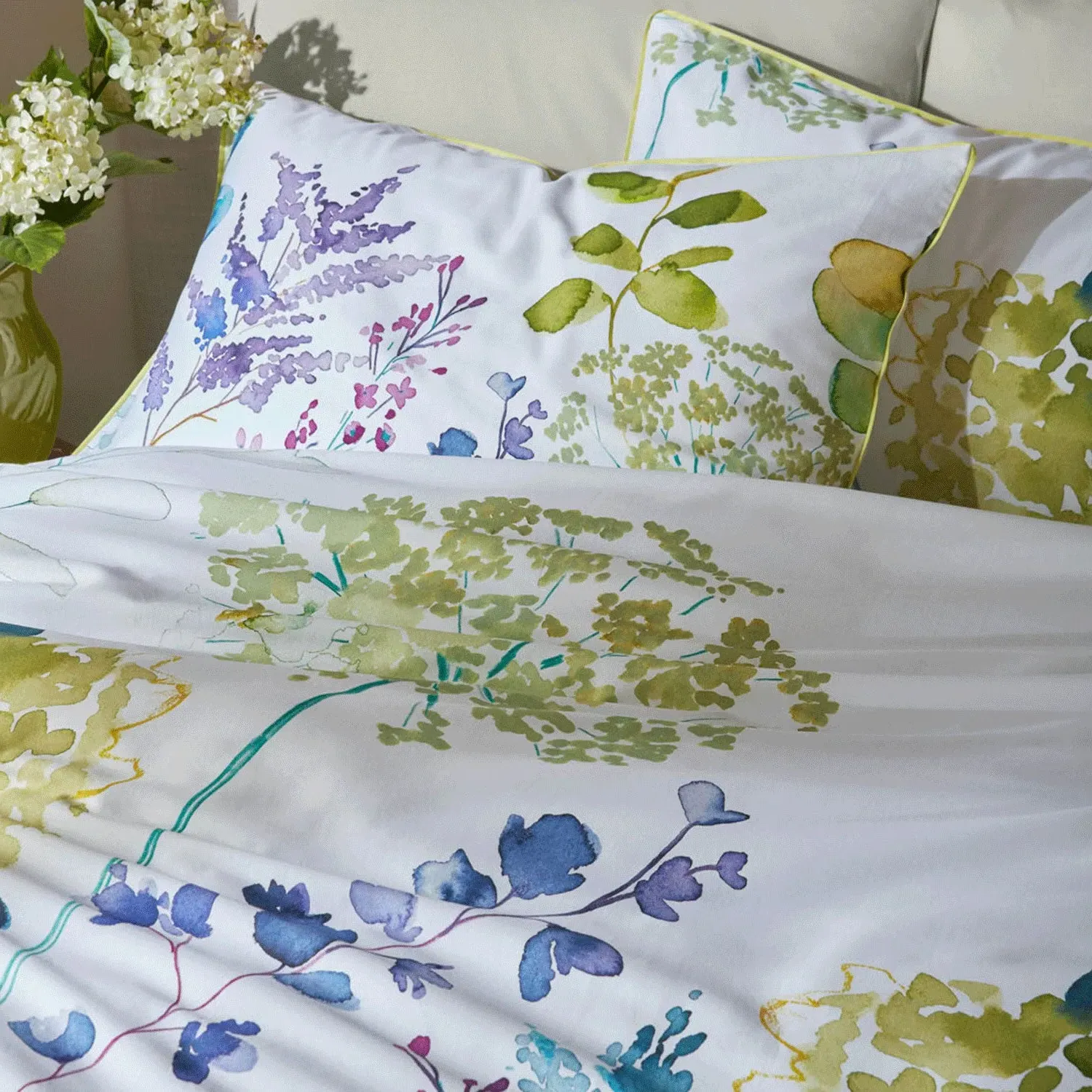 Bluebellgray Botanical Leaf King Size Duvet Set - Green, Cotton by Julian Charles, image 2