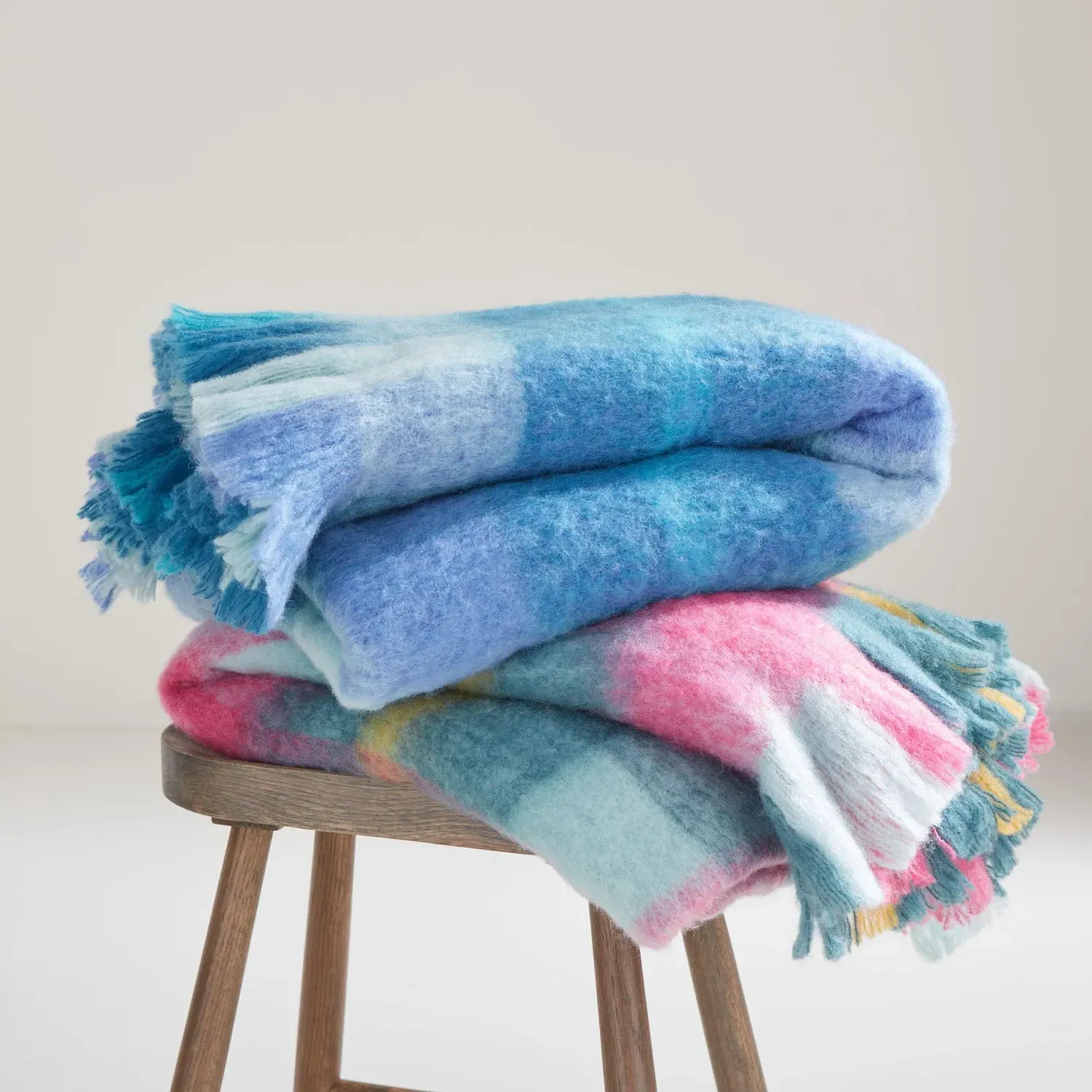 Bluebellgray Highland Check Wool Throw - Blue by Julian Charles, alternate view