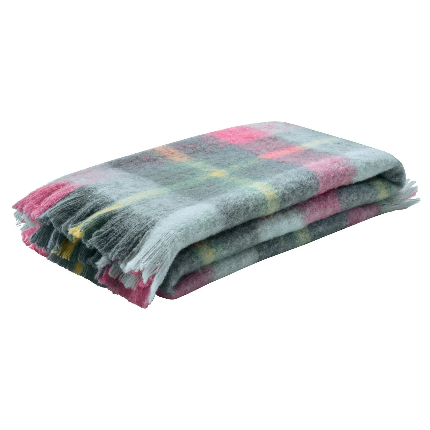 Bluebellgray Highland Check Wool Throw - Pink by Julian Charles, alternate view