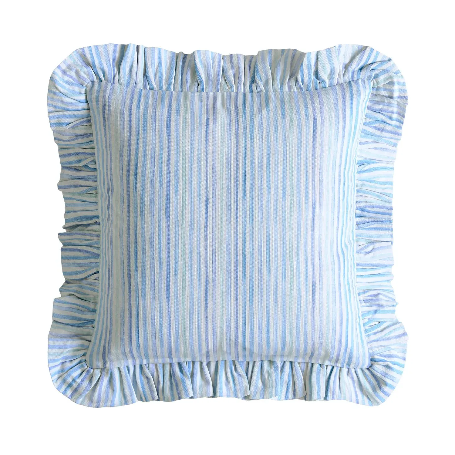 Bluebellgray Sunday Stripe Cushion - Blue, Cotton by Julian Charles, alternate view