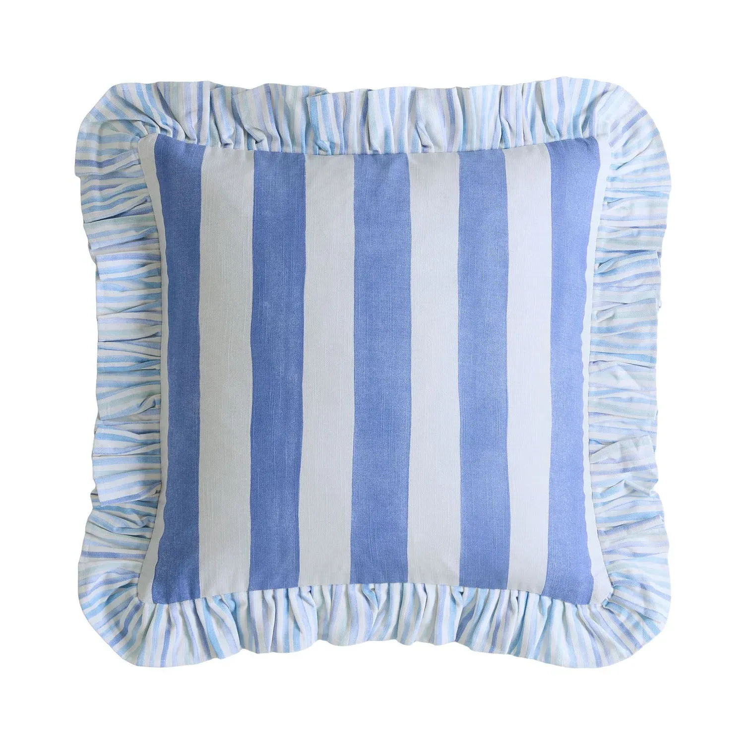 Bluebellgray Sunday Stripe Cushion - Blue, Cotton by Julian Charles