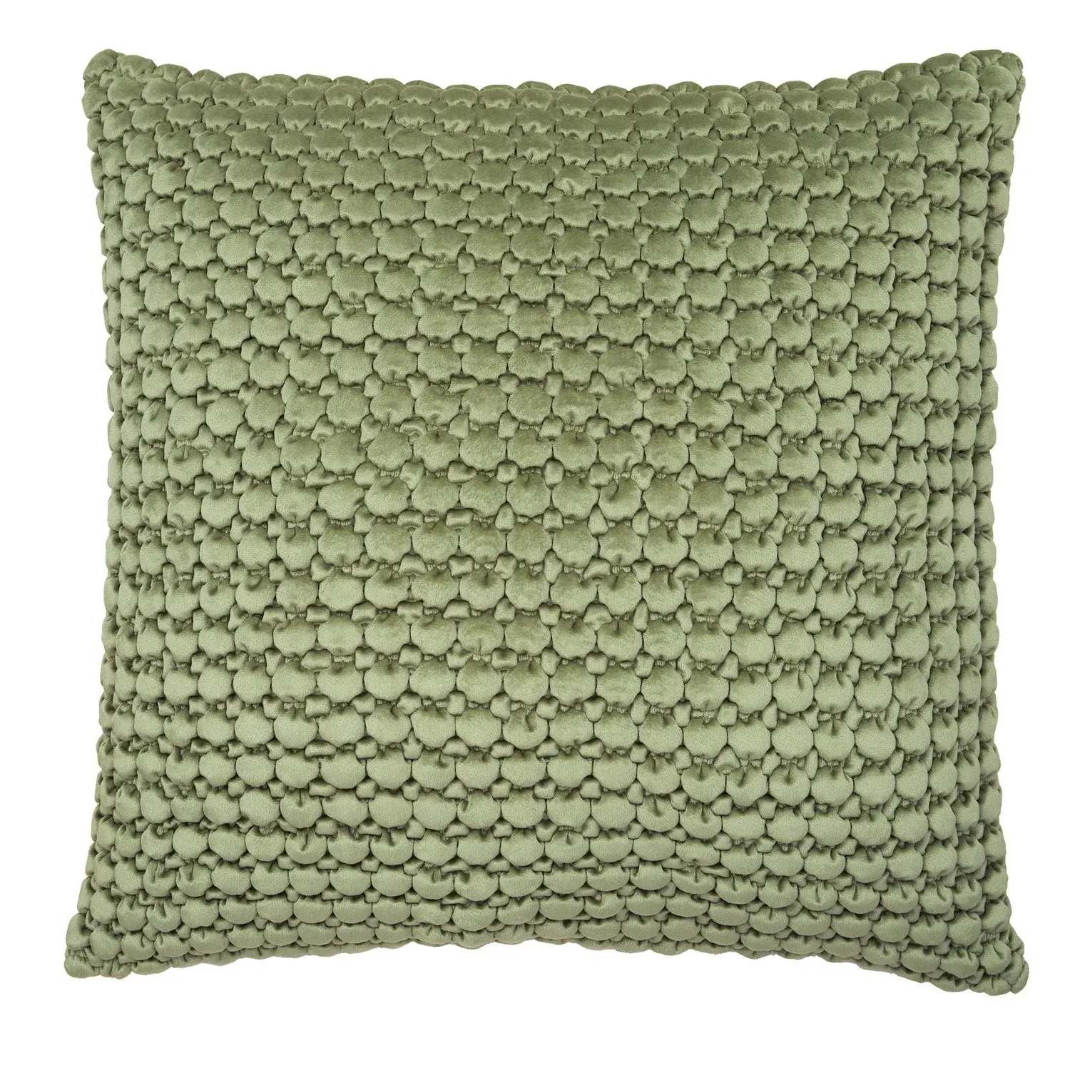 Bobble Large Cushion Quilted - Olive, Velvet alternate view