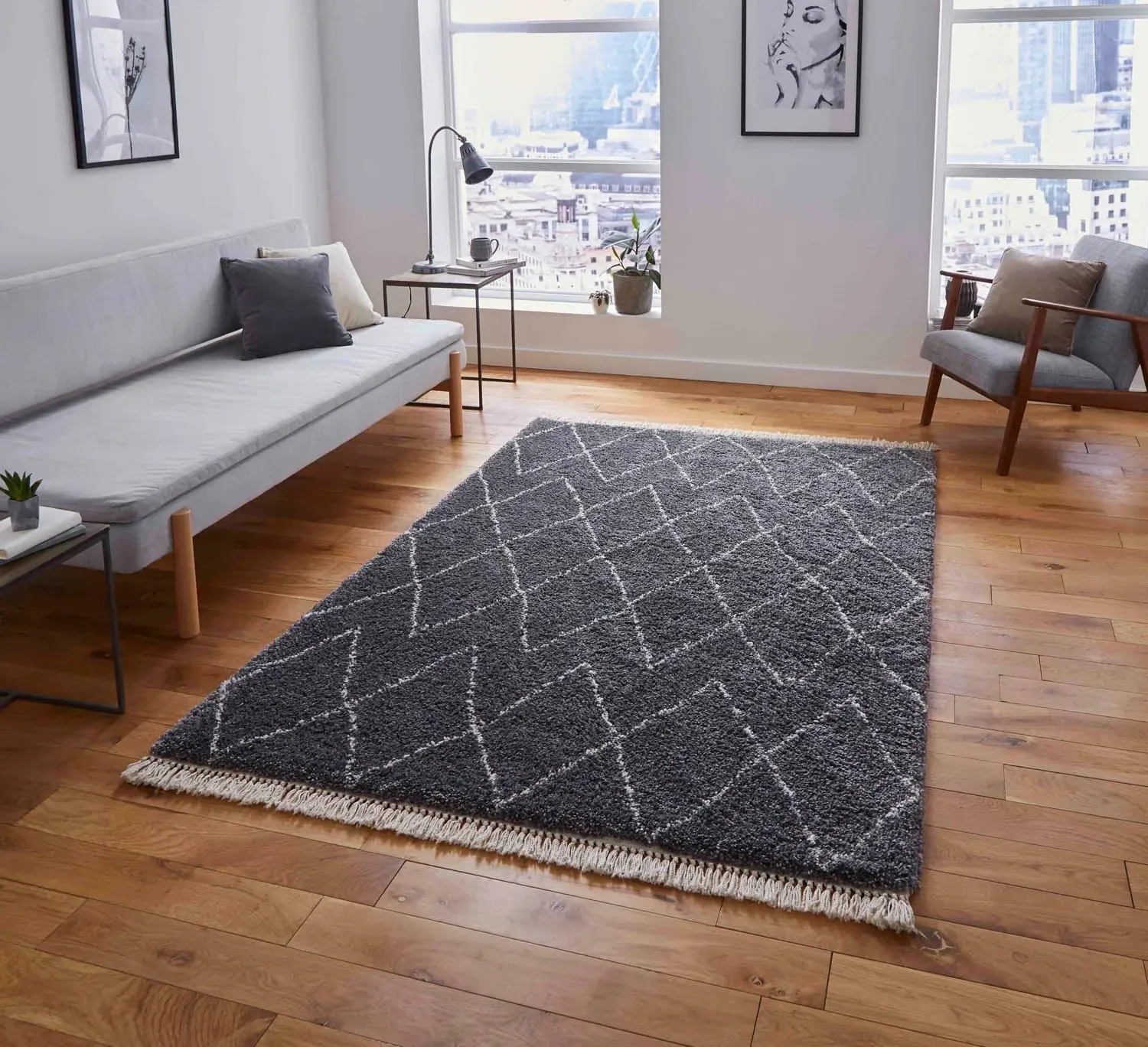 Boho Moroccan Beni Ourain Style Rug - Grey product
