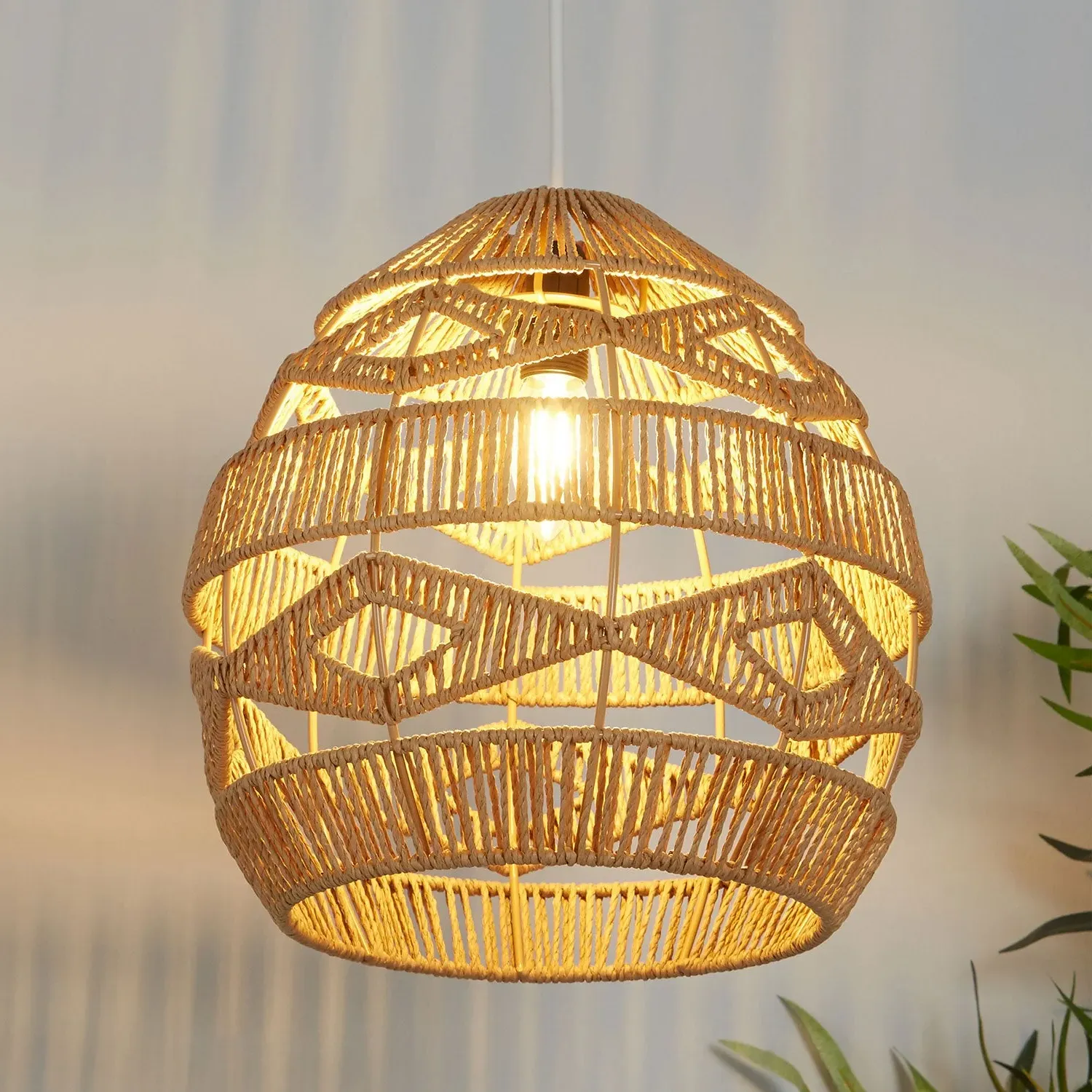 Boho Woven Easy Fit Light Shade - Natural, Rattan