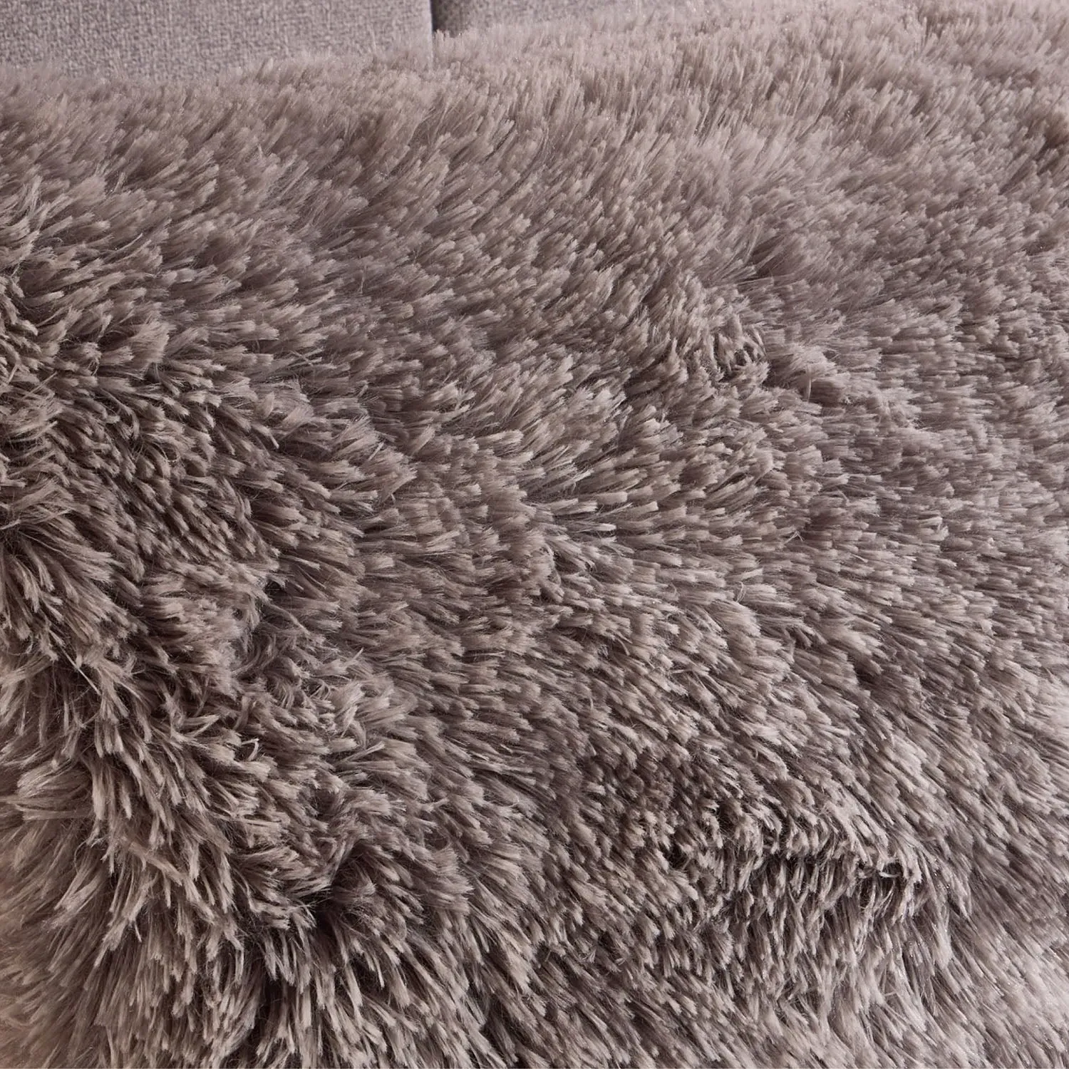 Bolster Pillow with Long Hair - Grey, Fabric image