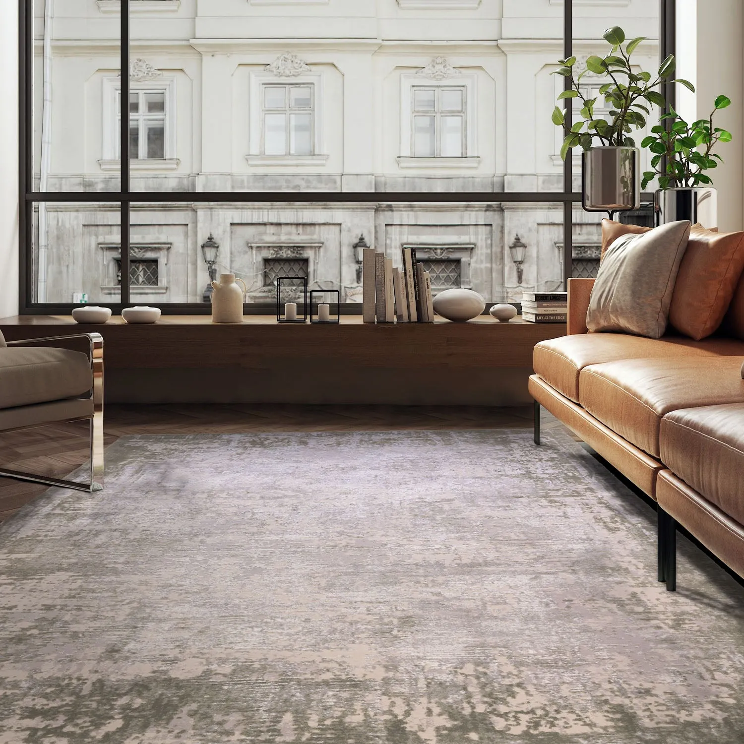 Border Rug with Multi-Dimensional Pile - Green