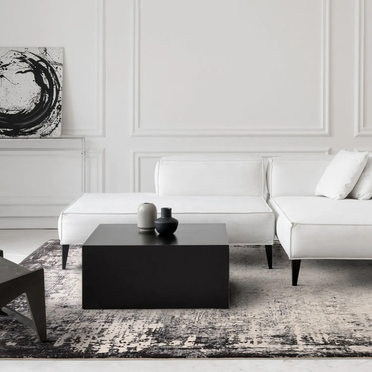 Border Rug with Multi-Dimensional Pile - Grey