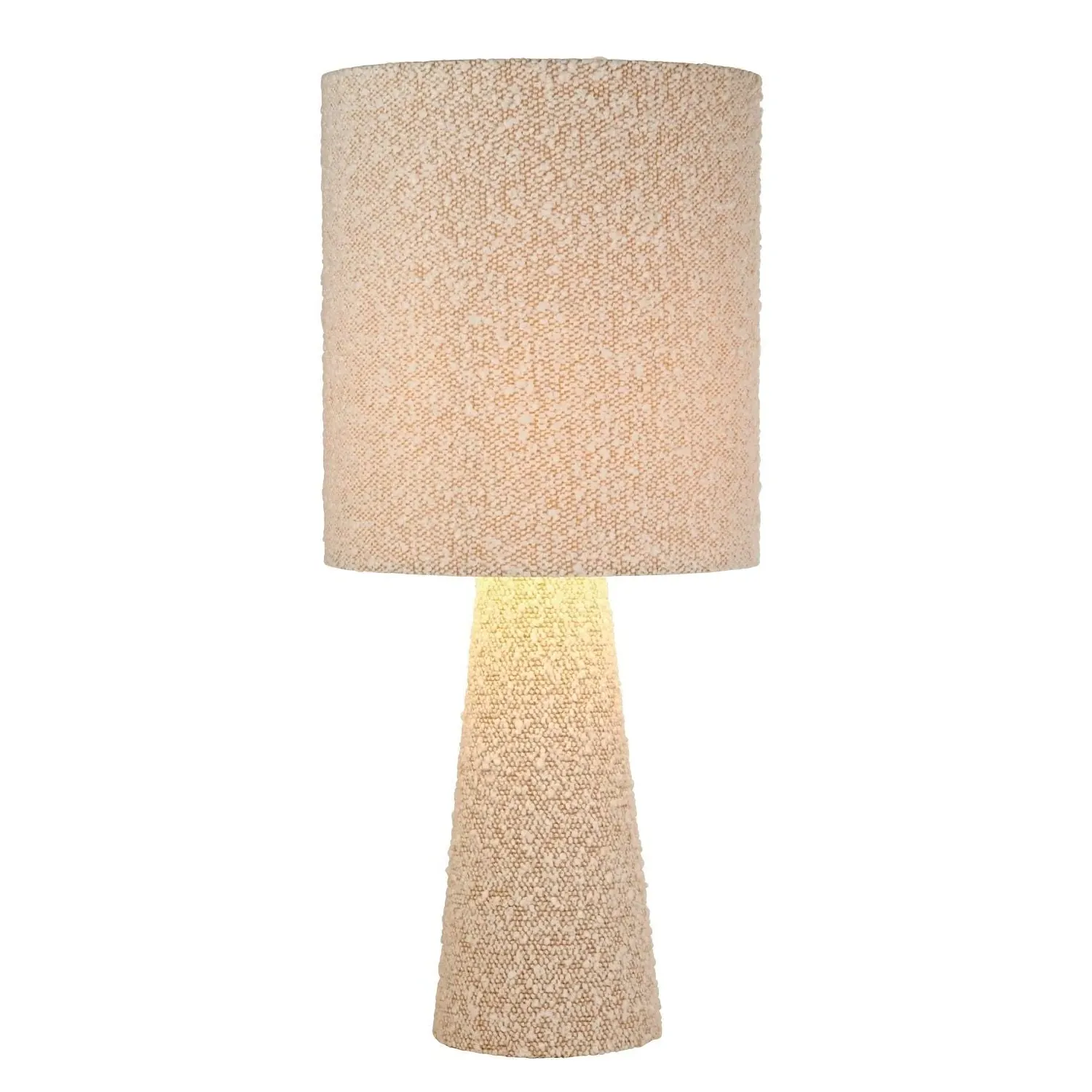 Boucle Fabric Table Lamp - Cream, Textured Base