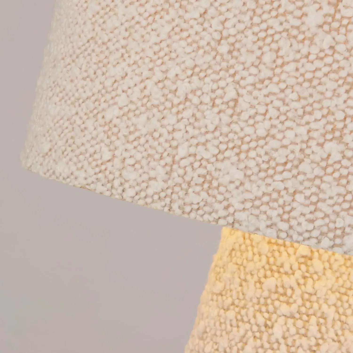 Boucle Fabric Table Lamp - Cream, Textured Base