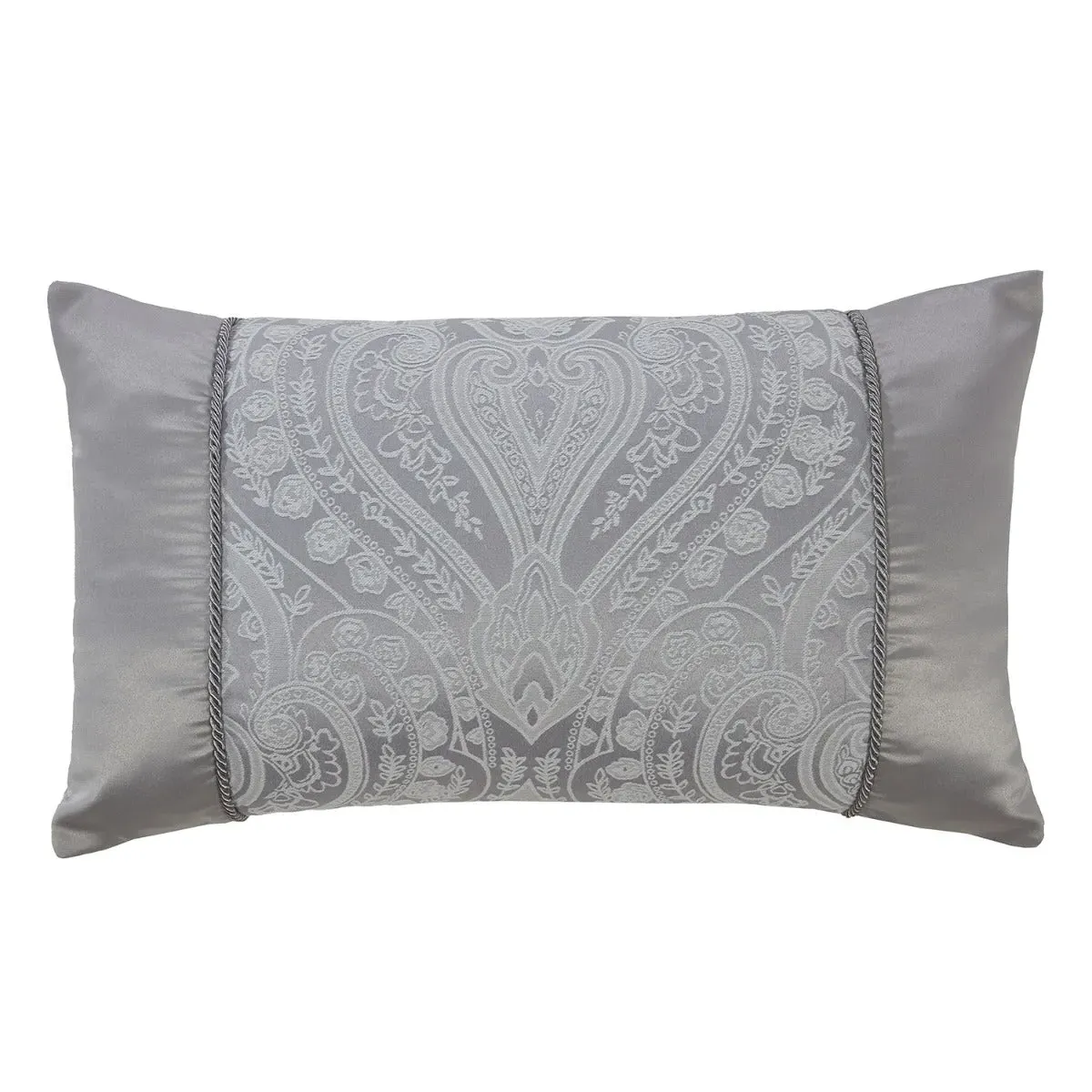 Boudoir Cushion with Rope Detail - Silver, Jacquard