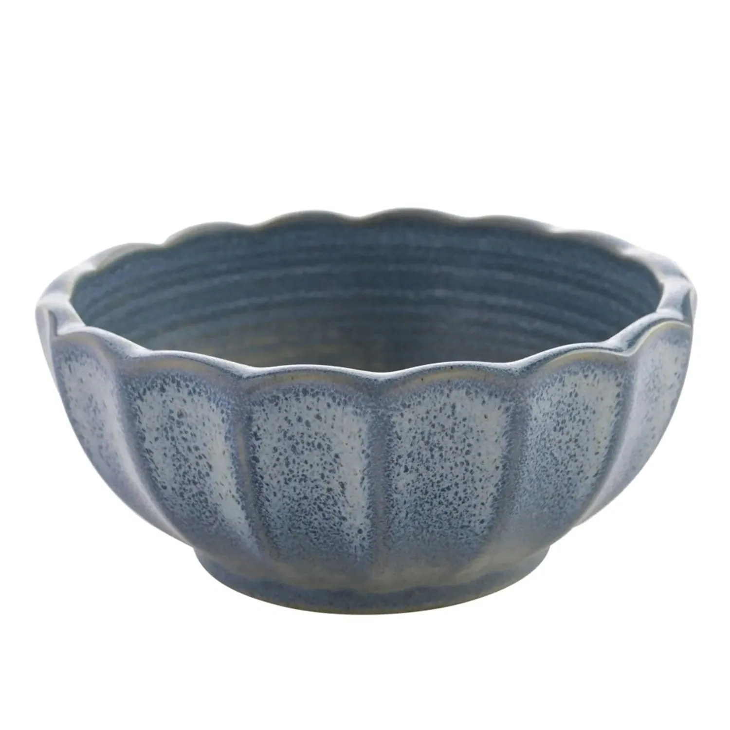 Bowl Set with Ribbed Pattern - Blue, Stoneware image