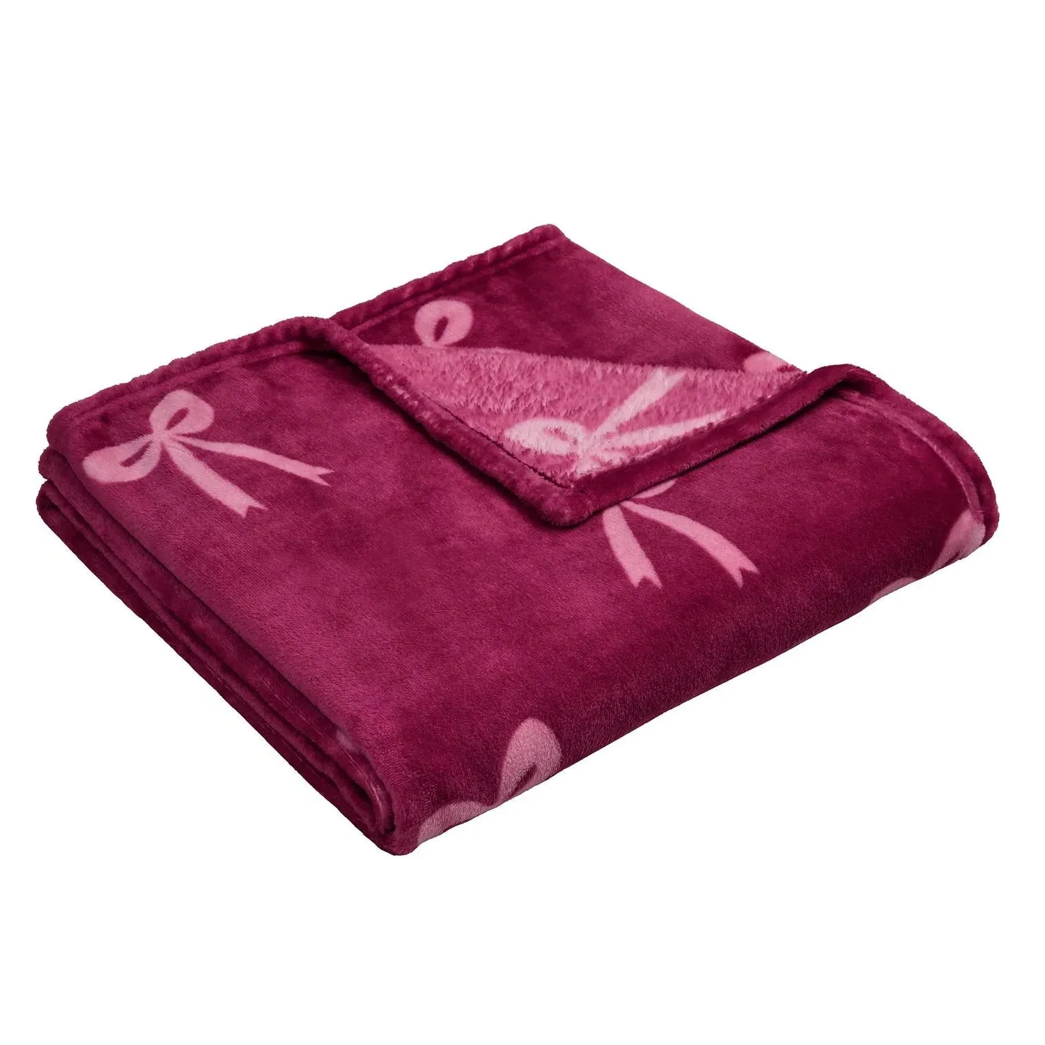 Bows Berry Fleece Throw - Pink, Polyester by Julian Charles, alternate view