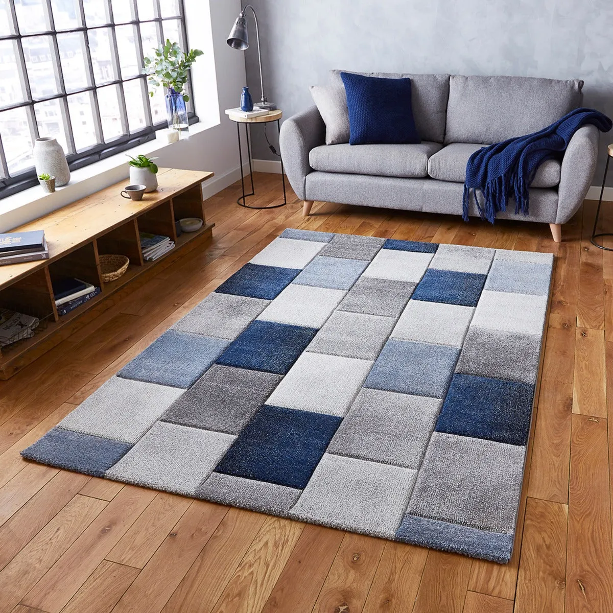 Brooklyn Area Rug Hand Carved - Blue, Polypropylene