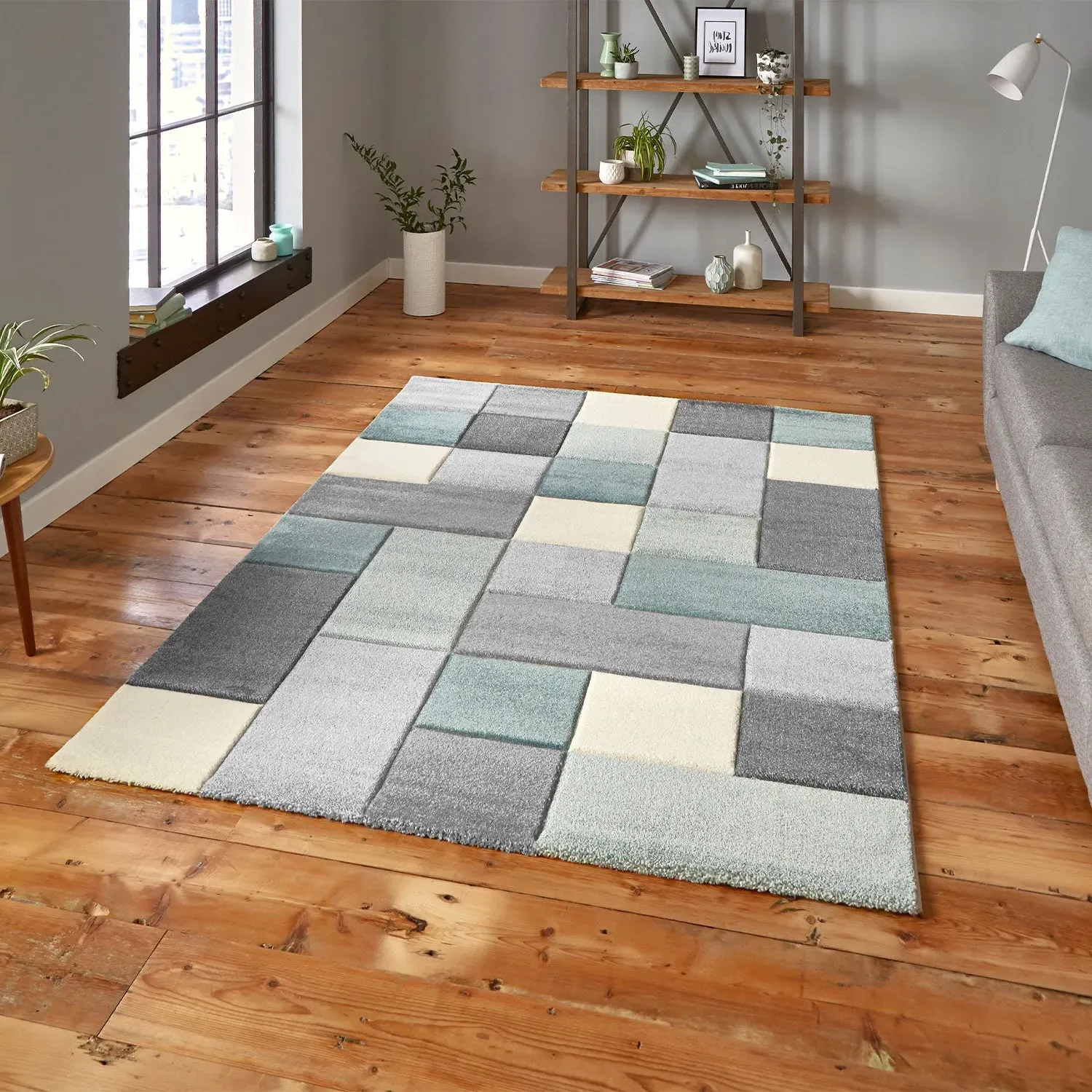 Brooklyn Hand Carved Rug with Heat Set Frieze - Blue by Julian Charles