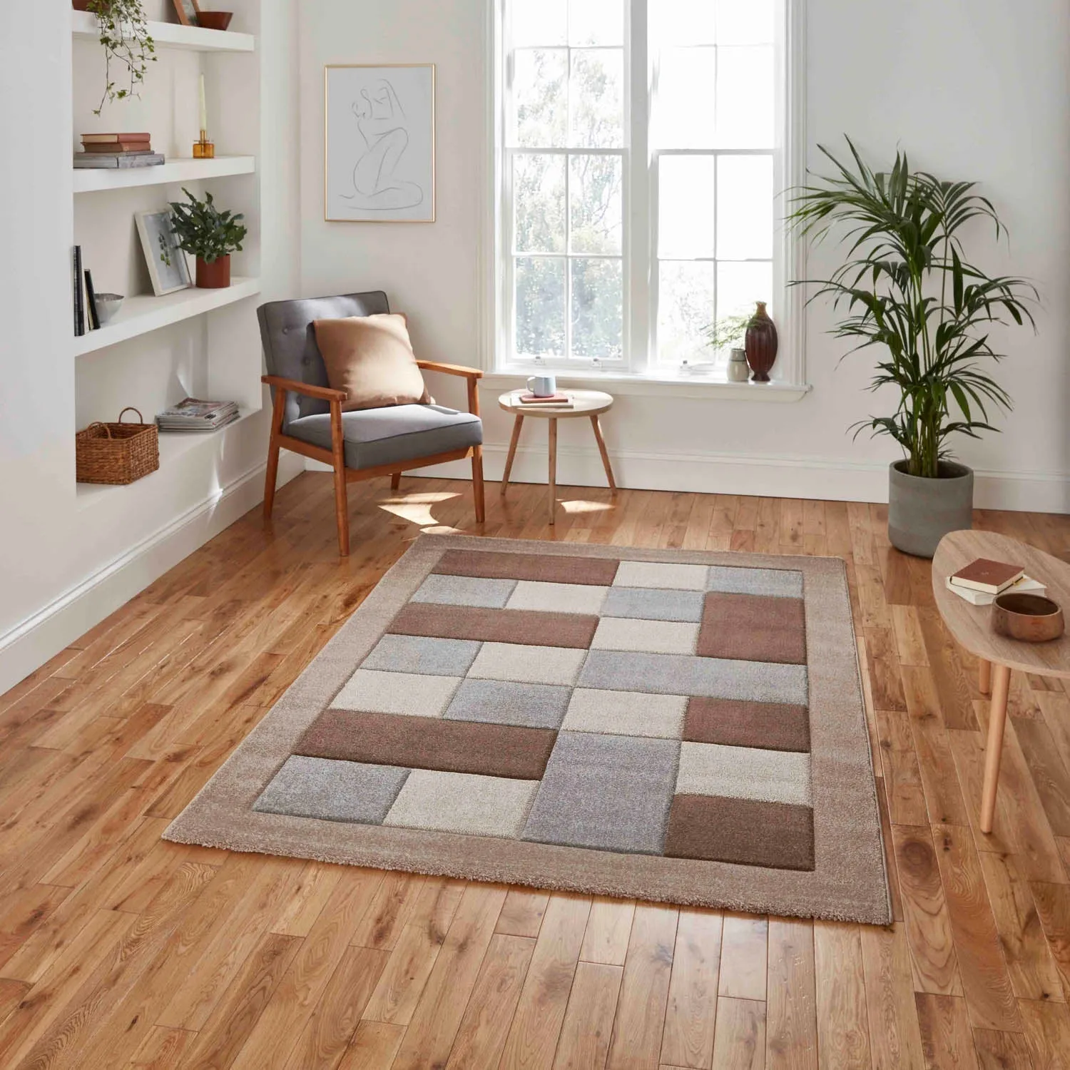 Heat Set Frieze Rug Hand-Carved - Beige, Polypropylene product