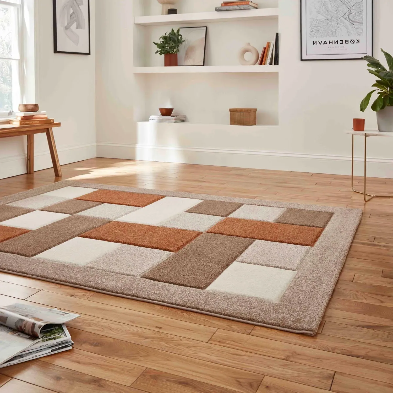 Hand-Carved Rug with Heat Set Friese - Beige alternate view