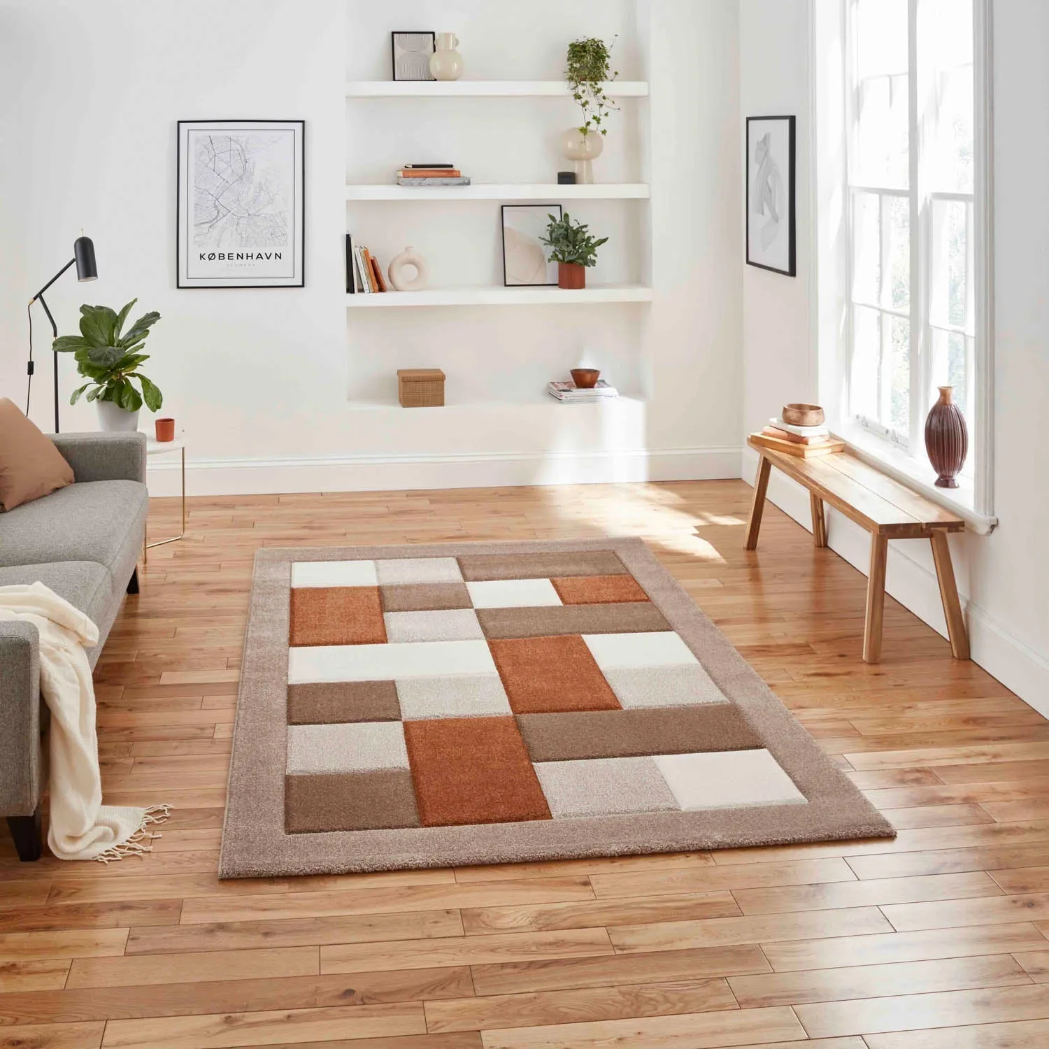 Hand-Carved Rug with Heat Set Friese - Beige product