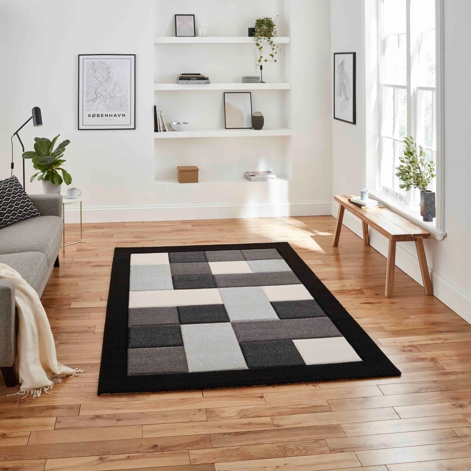 Hand-Carved Rug - Black/Grey, Polypropylene product