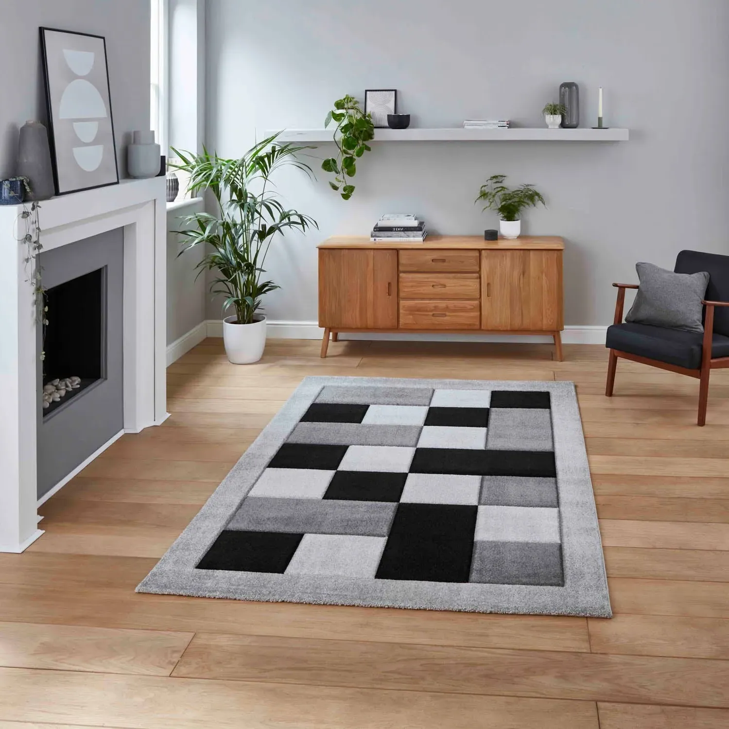 Hand-Carved Rug with Heat Set Friese - Grey product