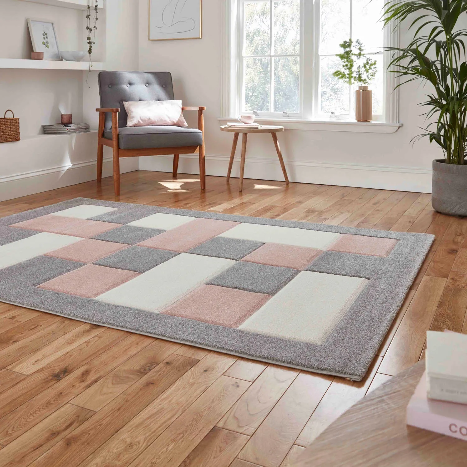 Brooklyn BRK04 Rug - Grey/Rose, Polypropylene alternate view