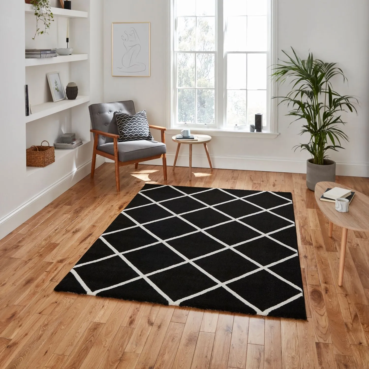 Modern Diamond Rug - Black and White, Polypropylene product