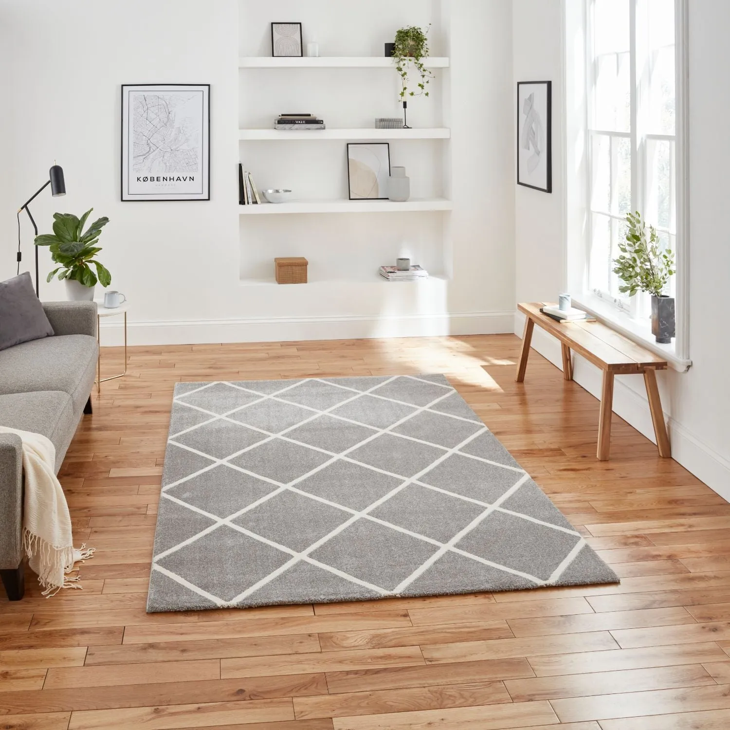 Brooklyn Geometric Area Rug - Grey, Polypropylene