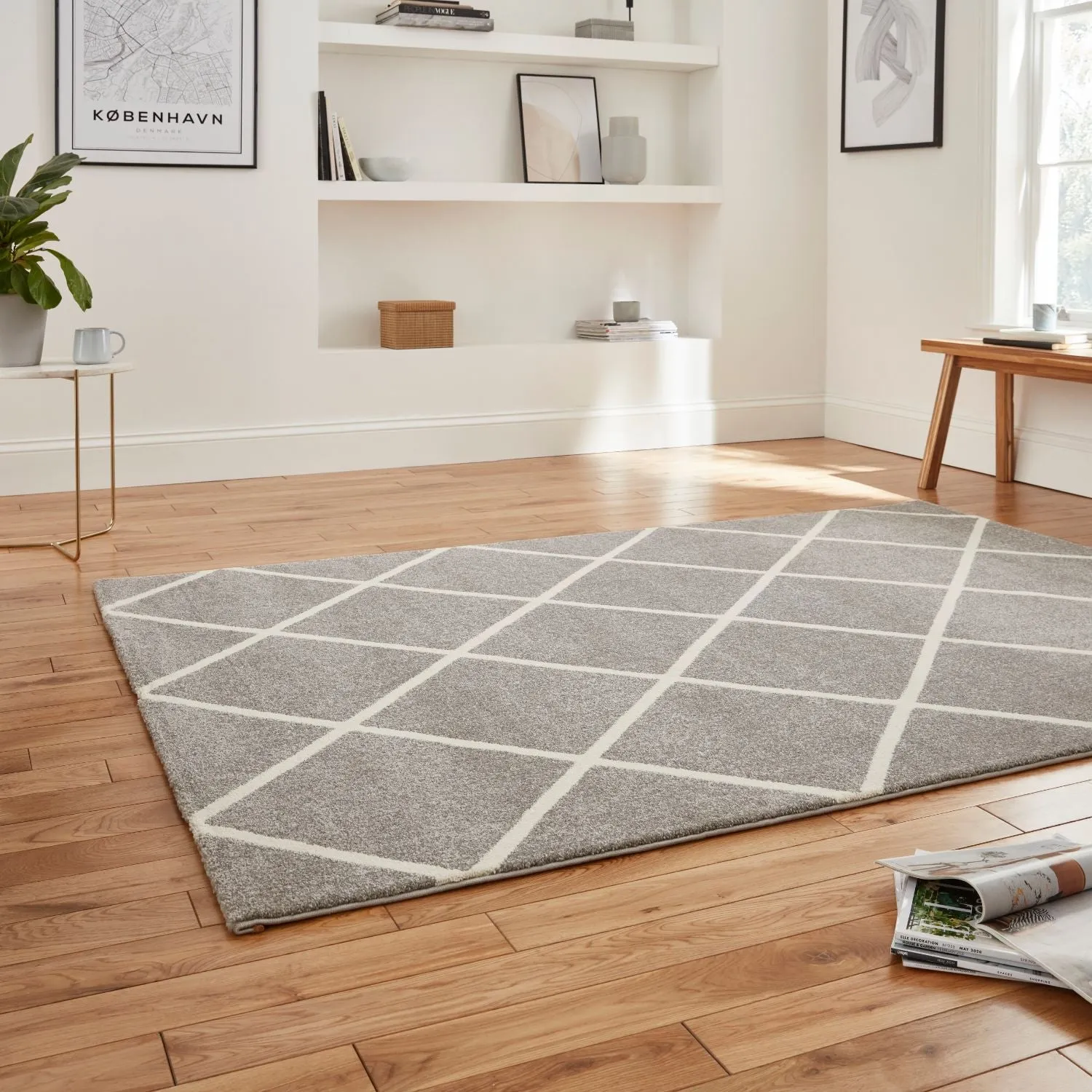 Brooklyn Geometric Area Rug - Grey, Polypropylene