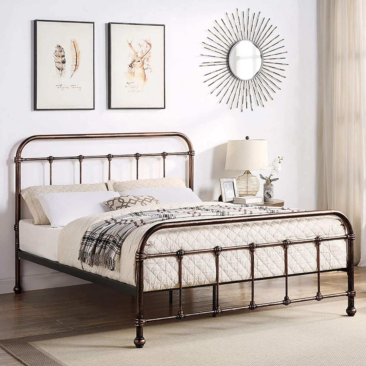 Burford King Size Metal Bed - Copper by Julian Charles