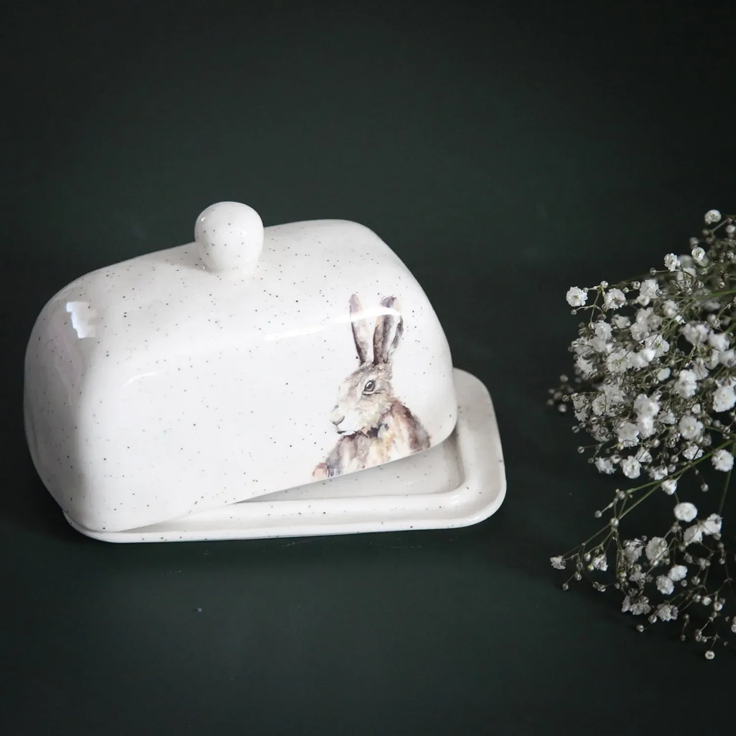 Butter Dish with Lid - White, Ceramic image
