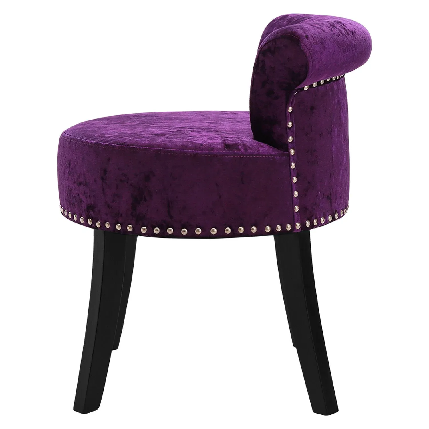 Button Tufted Vanity Stool - Dark Purple, Velvet by Julian Charles, alternate view