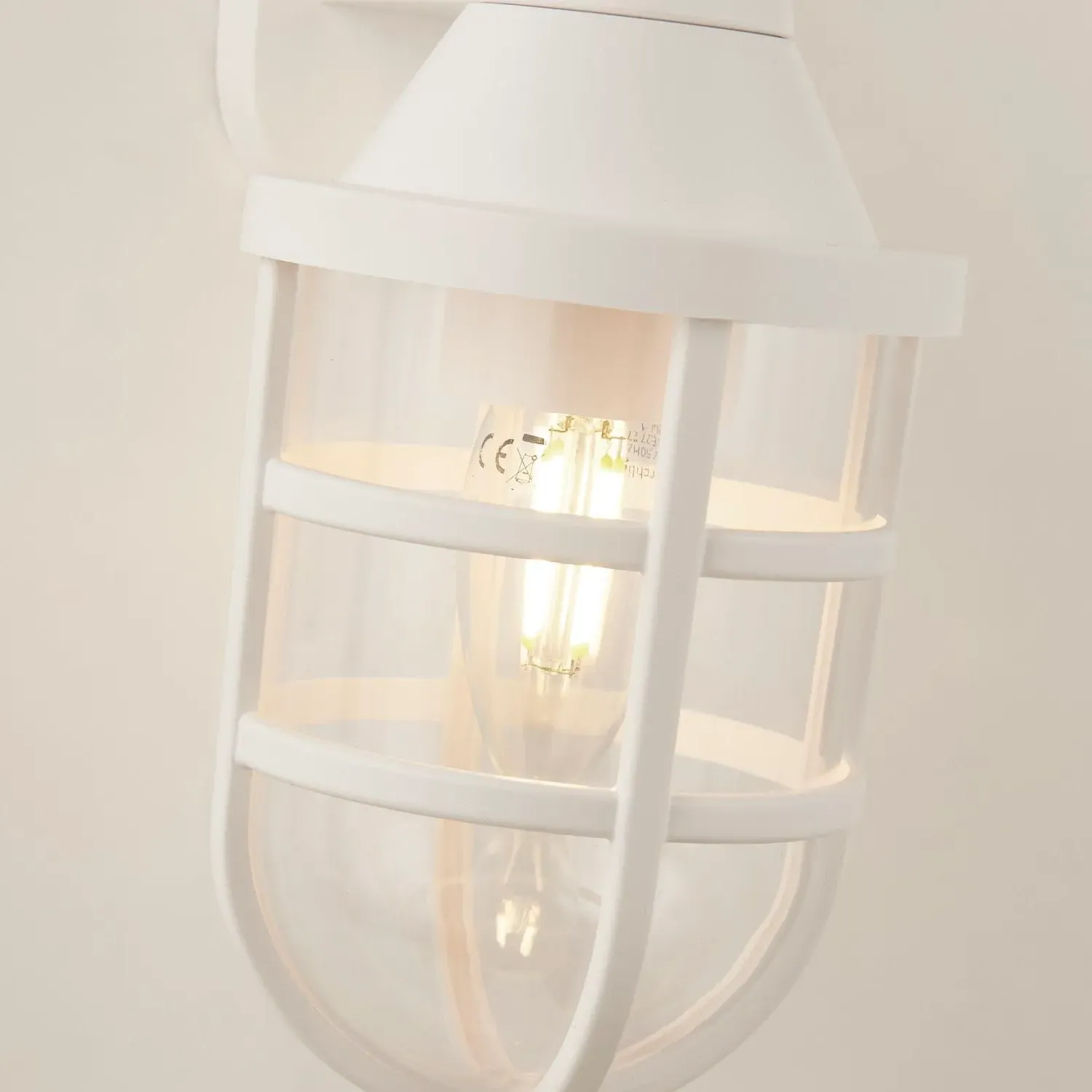Cage Outdoor Wall Light - White, Metal